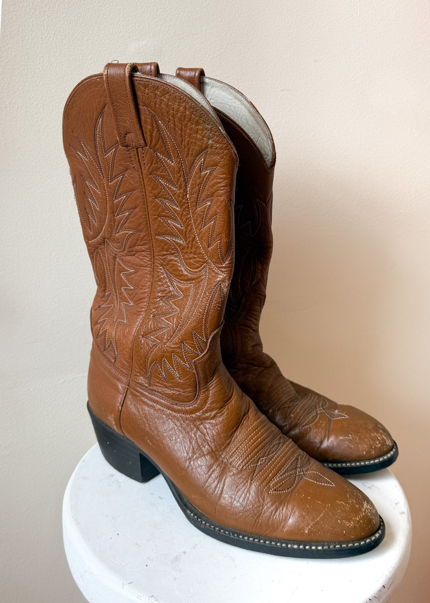 Distressed Leather Cowboy Boots