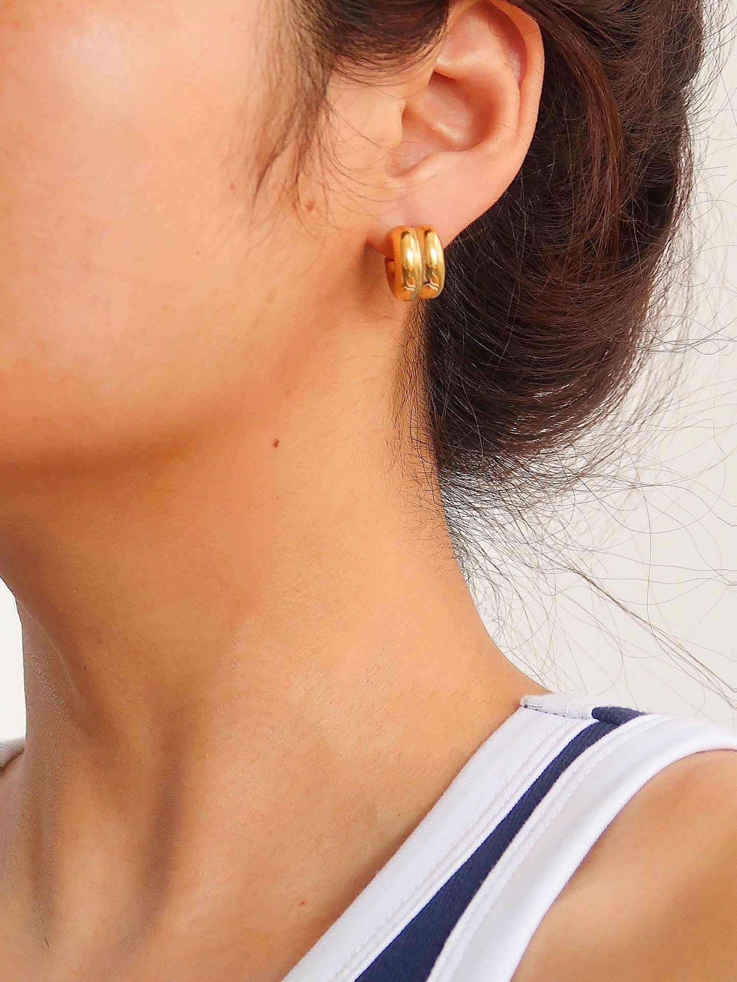 Emma Double Hoop Earring: Silver