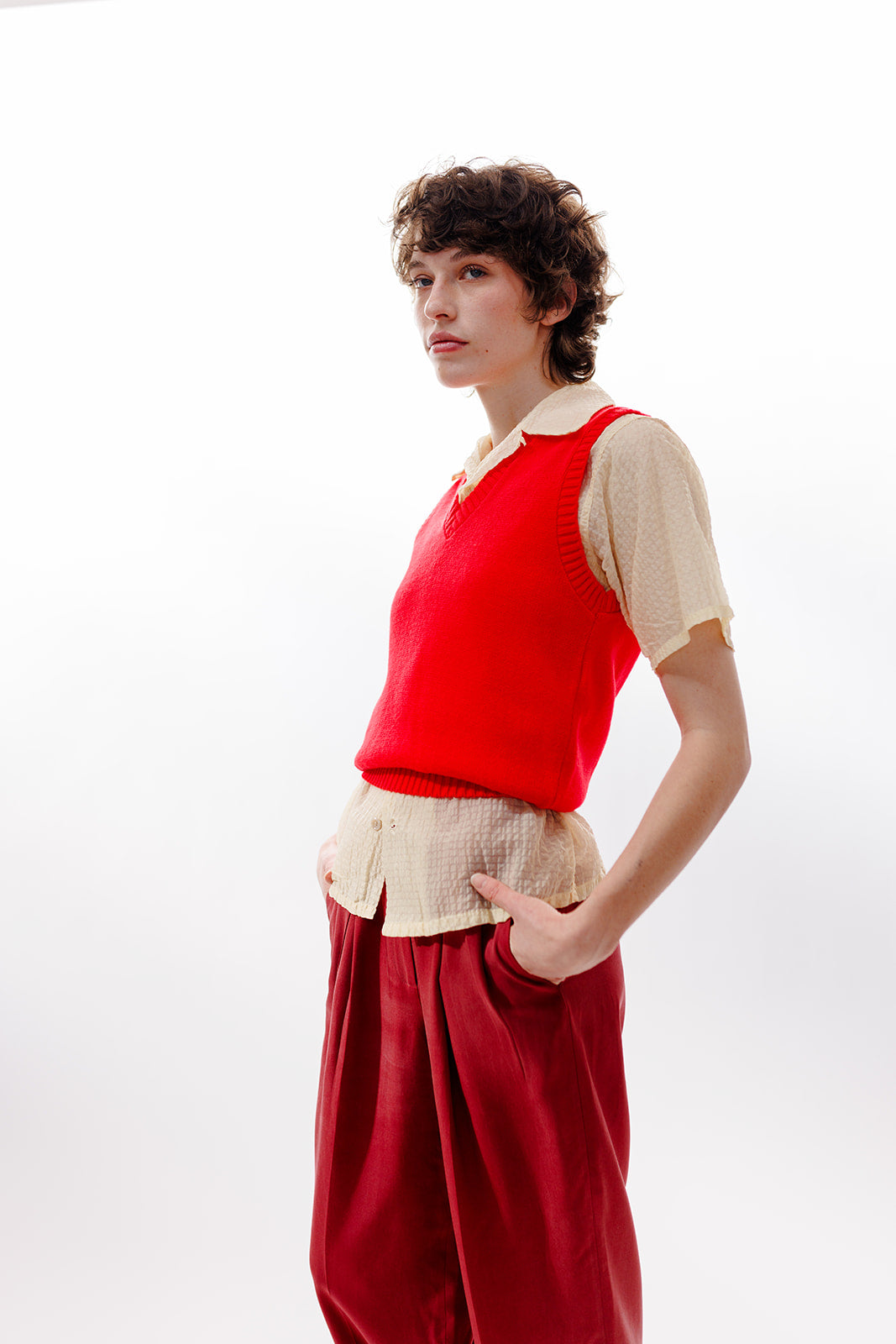 Saginaw buttercup sheer seersucker button down