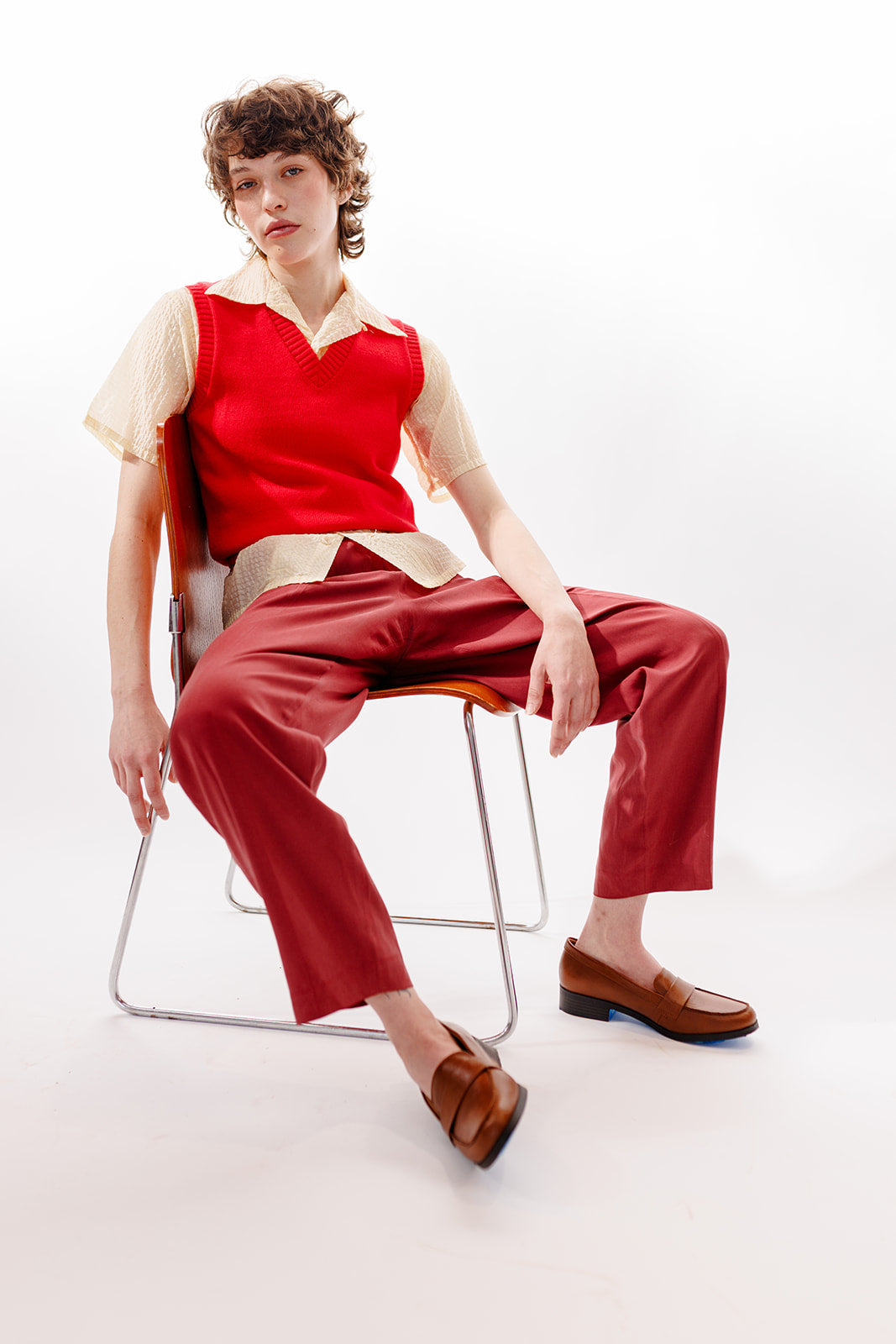 Saginaw buttercup sheer seersucker button down