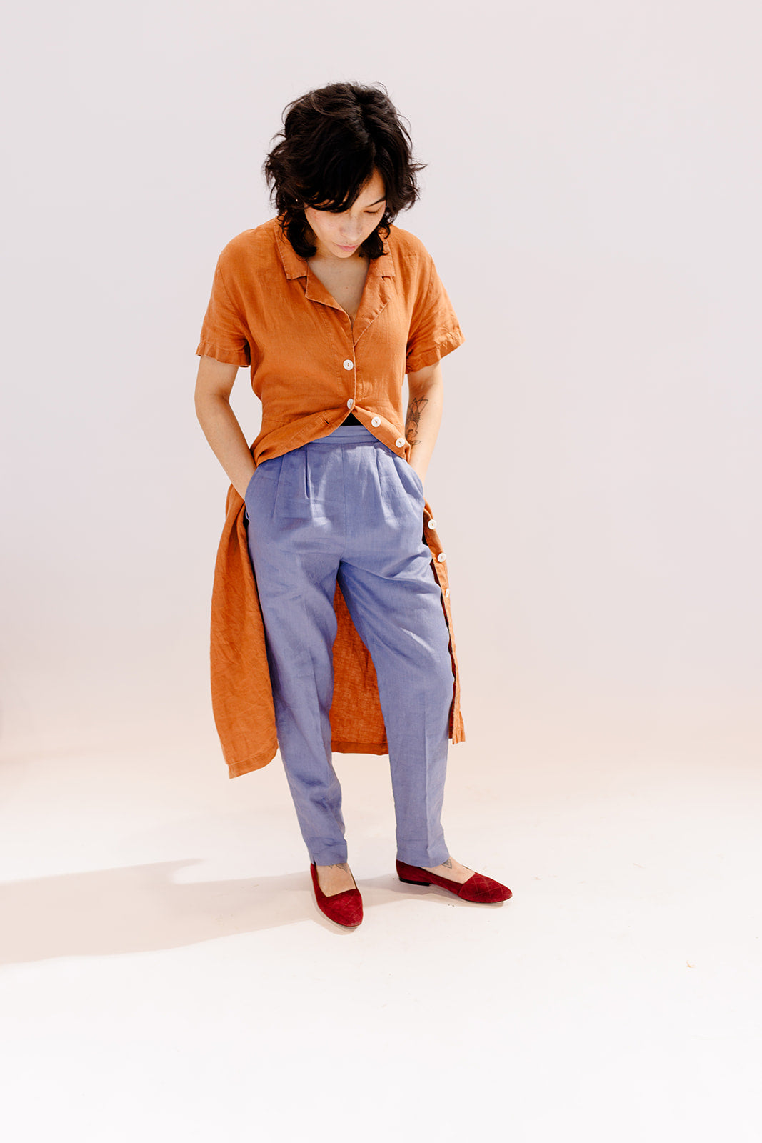 Periwinkle linen trousers
