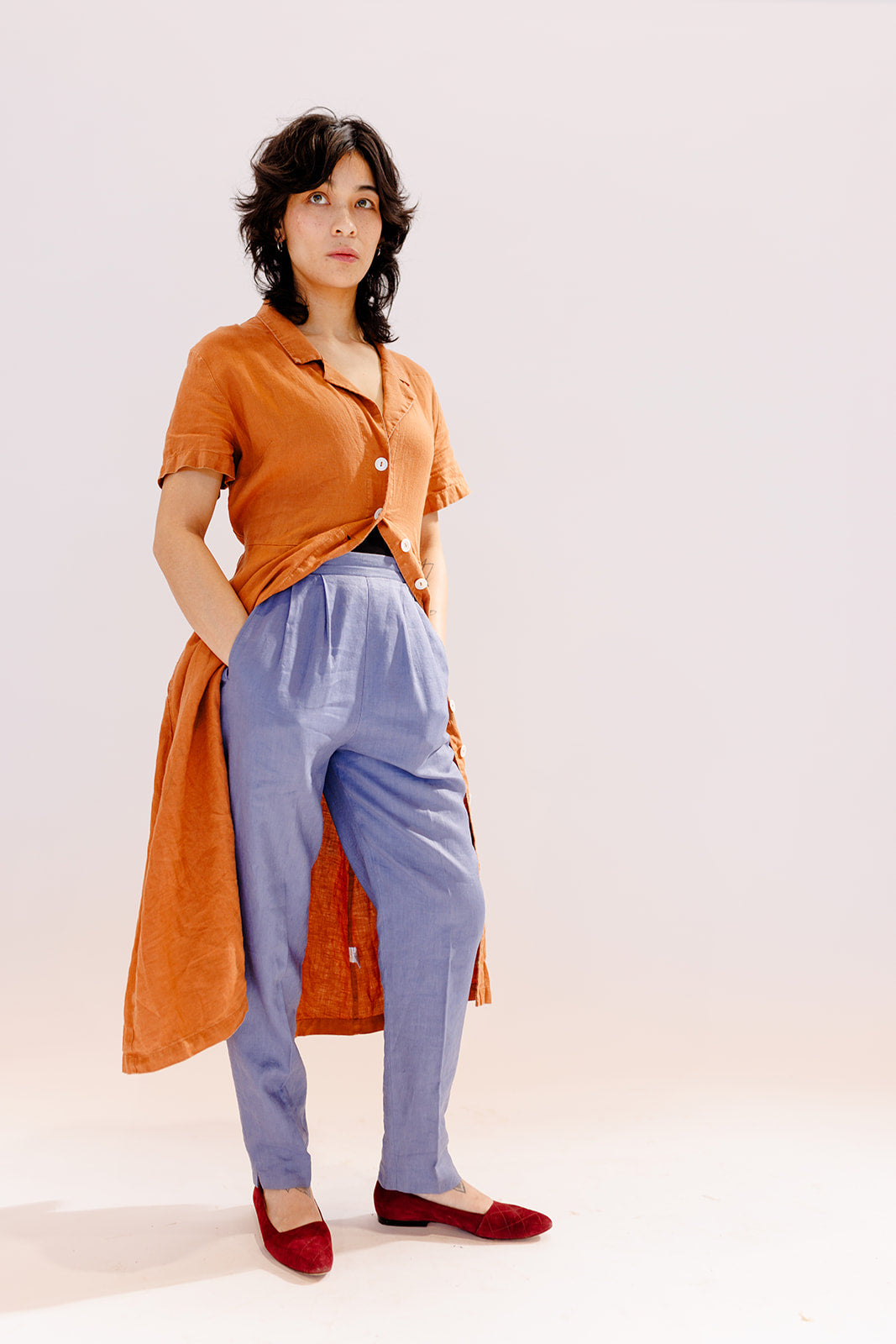 Periwinkle linen trousers