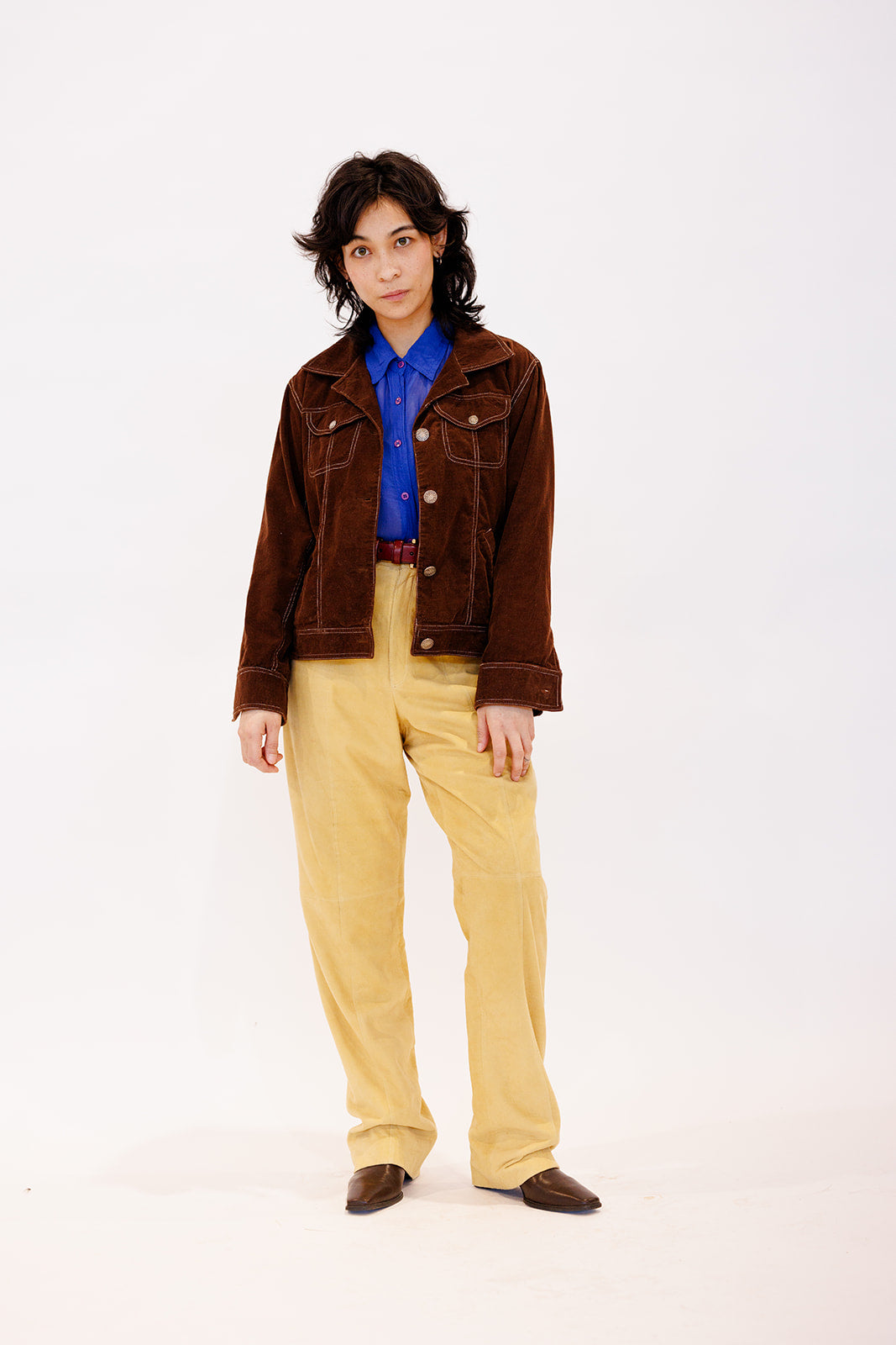 Butter yellow suede pants