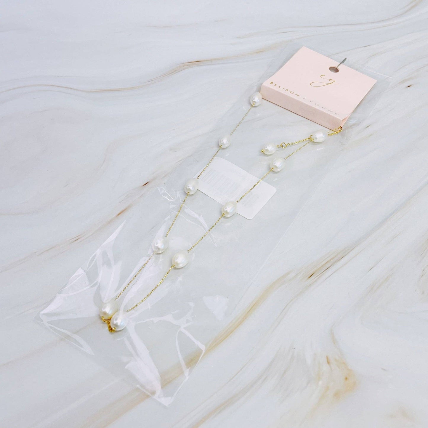 Esther Freshwater Pearl Station Necklace: Cream
