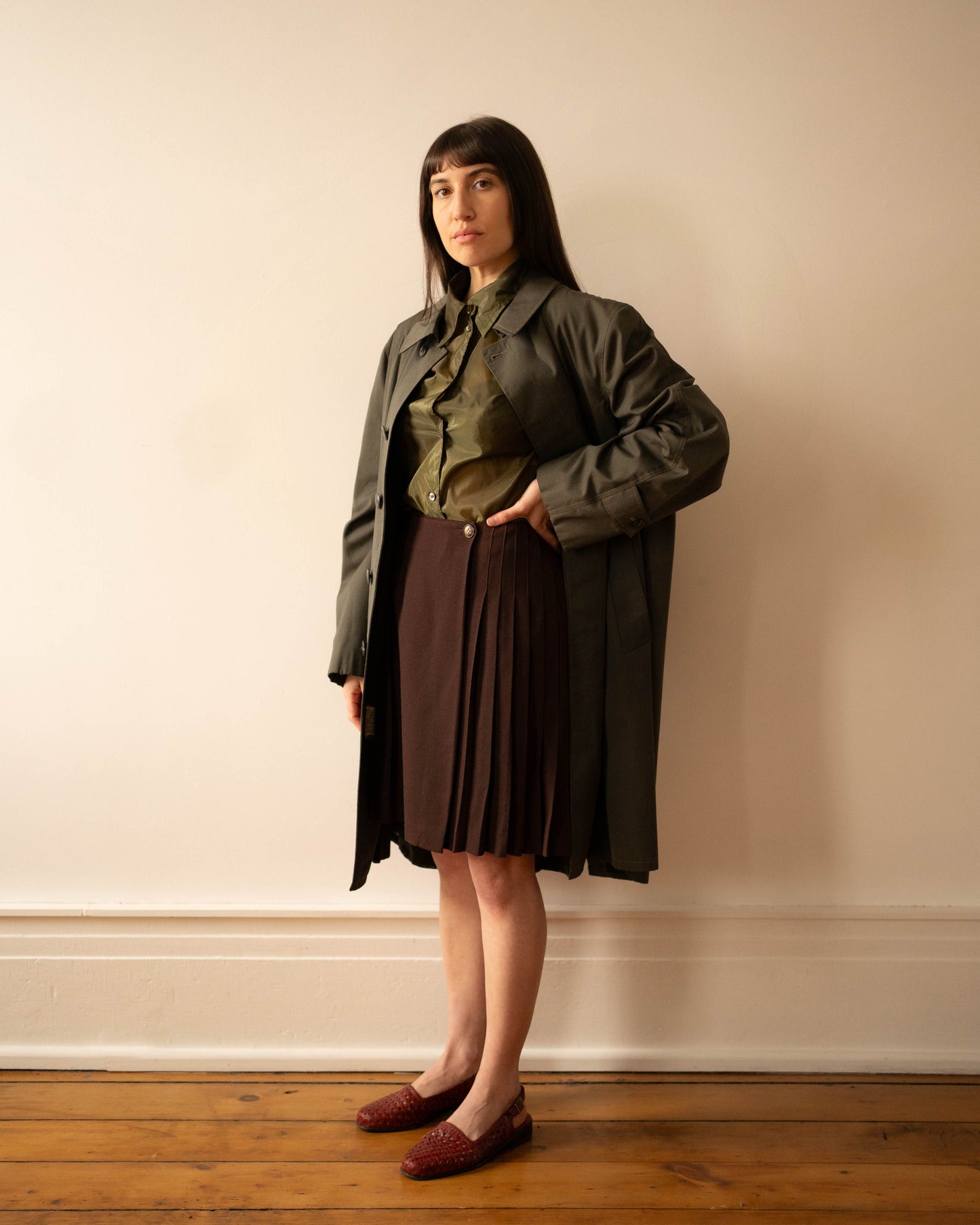 Saks Fifth Avenue brown pleated skirt