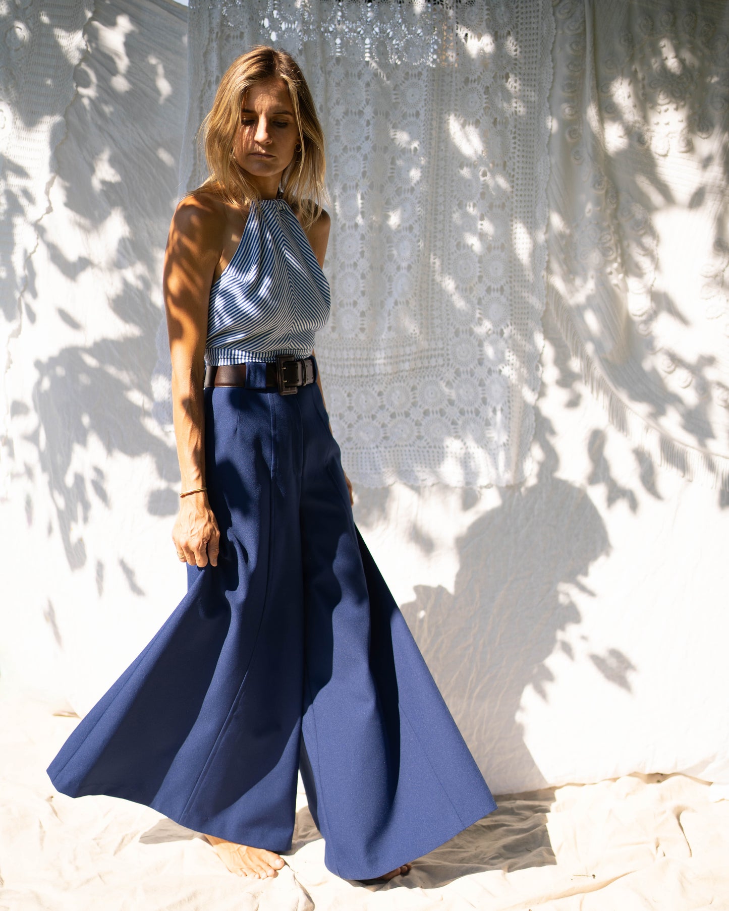 Country set navy elephant palazzos