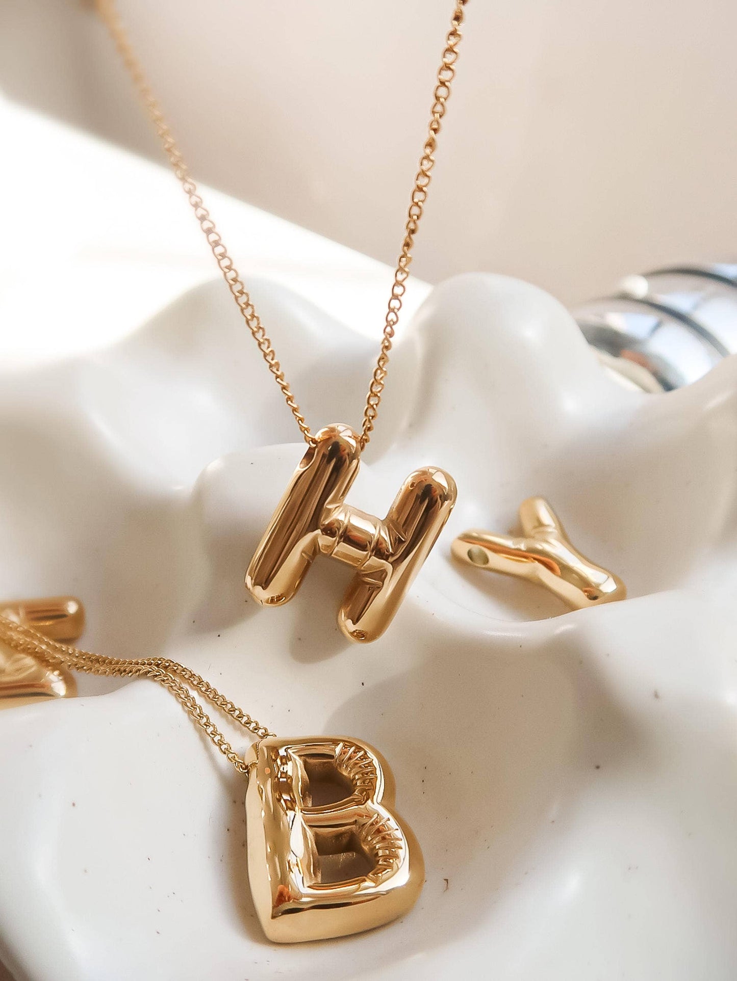 Gold Balloon Alphabet Initial Necklace