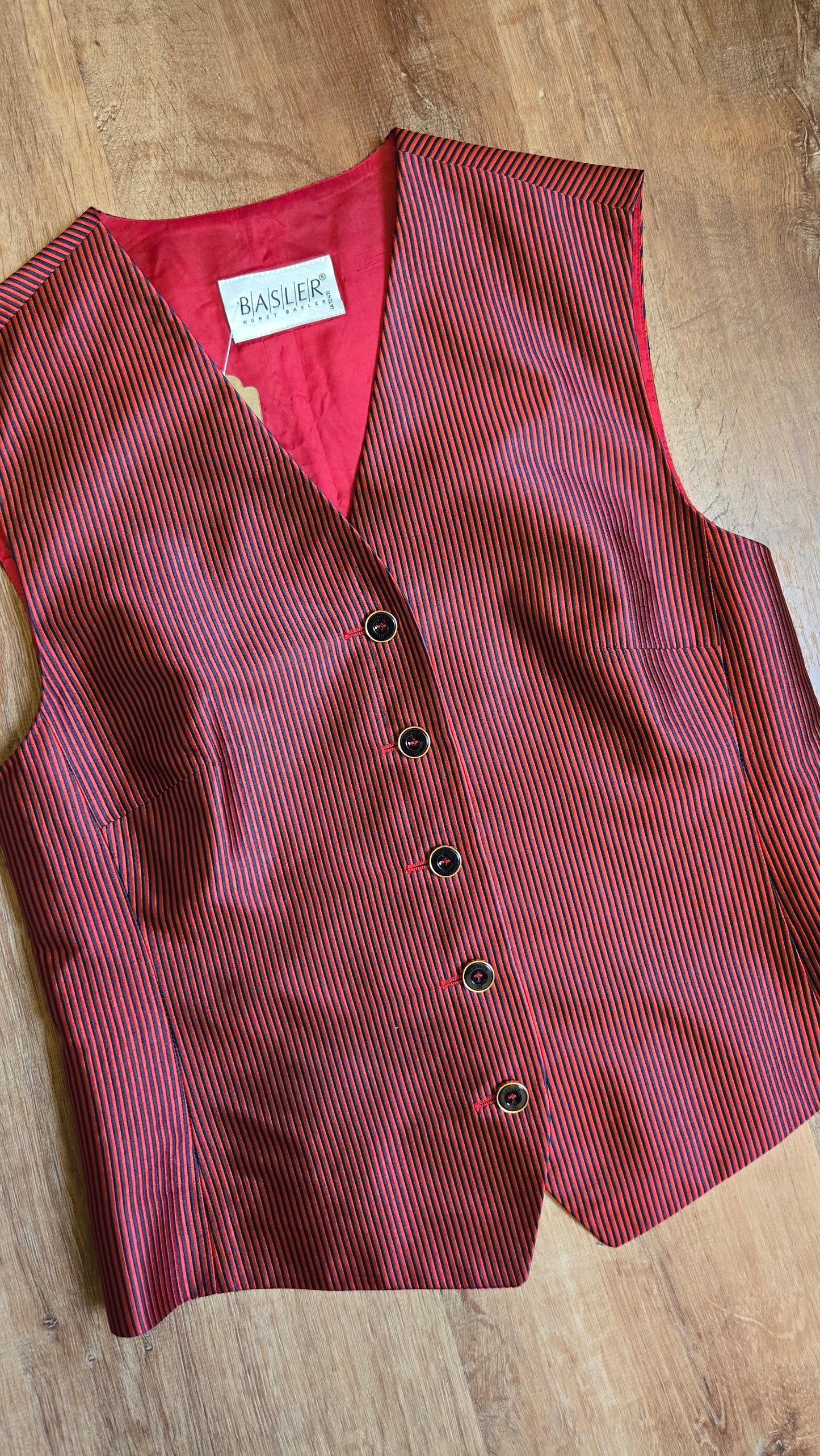 Basler red striped silk vest