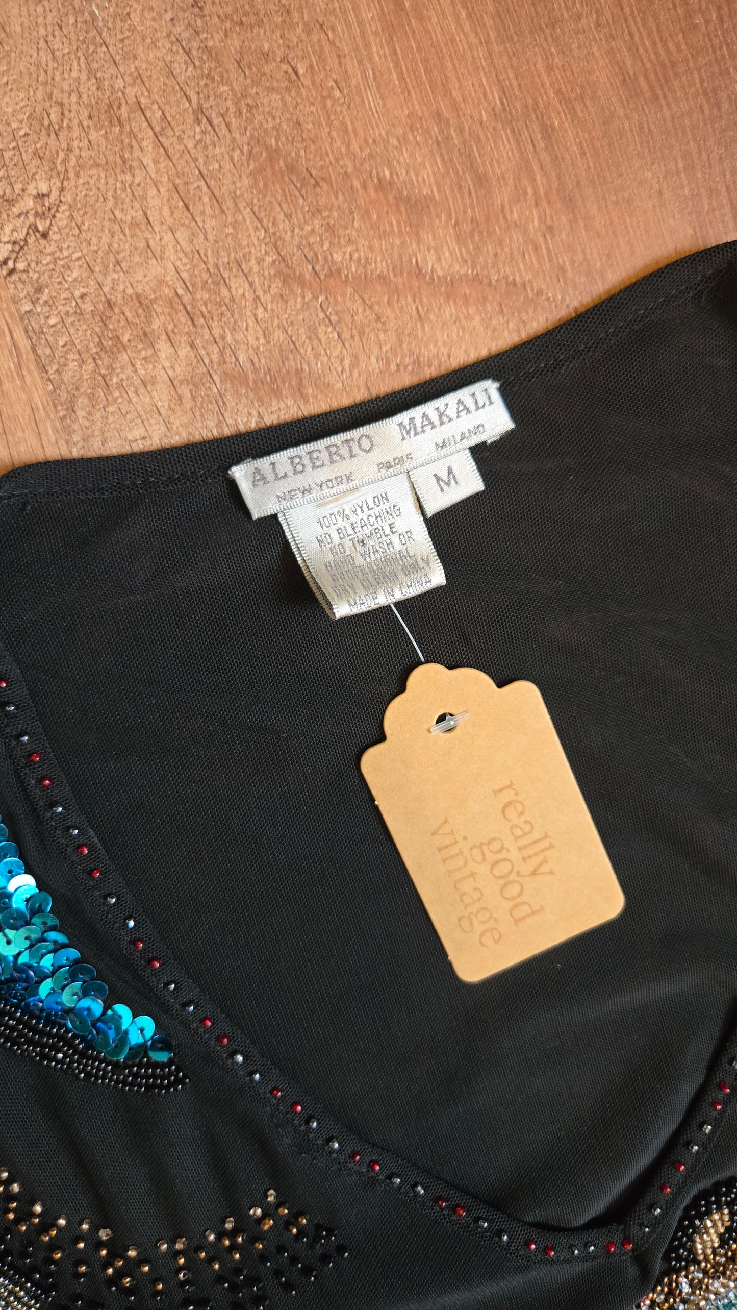 Alberto Makali beaded mesh top