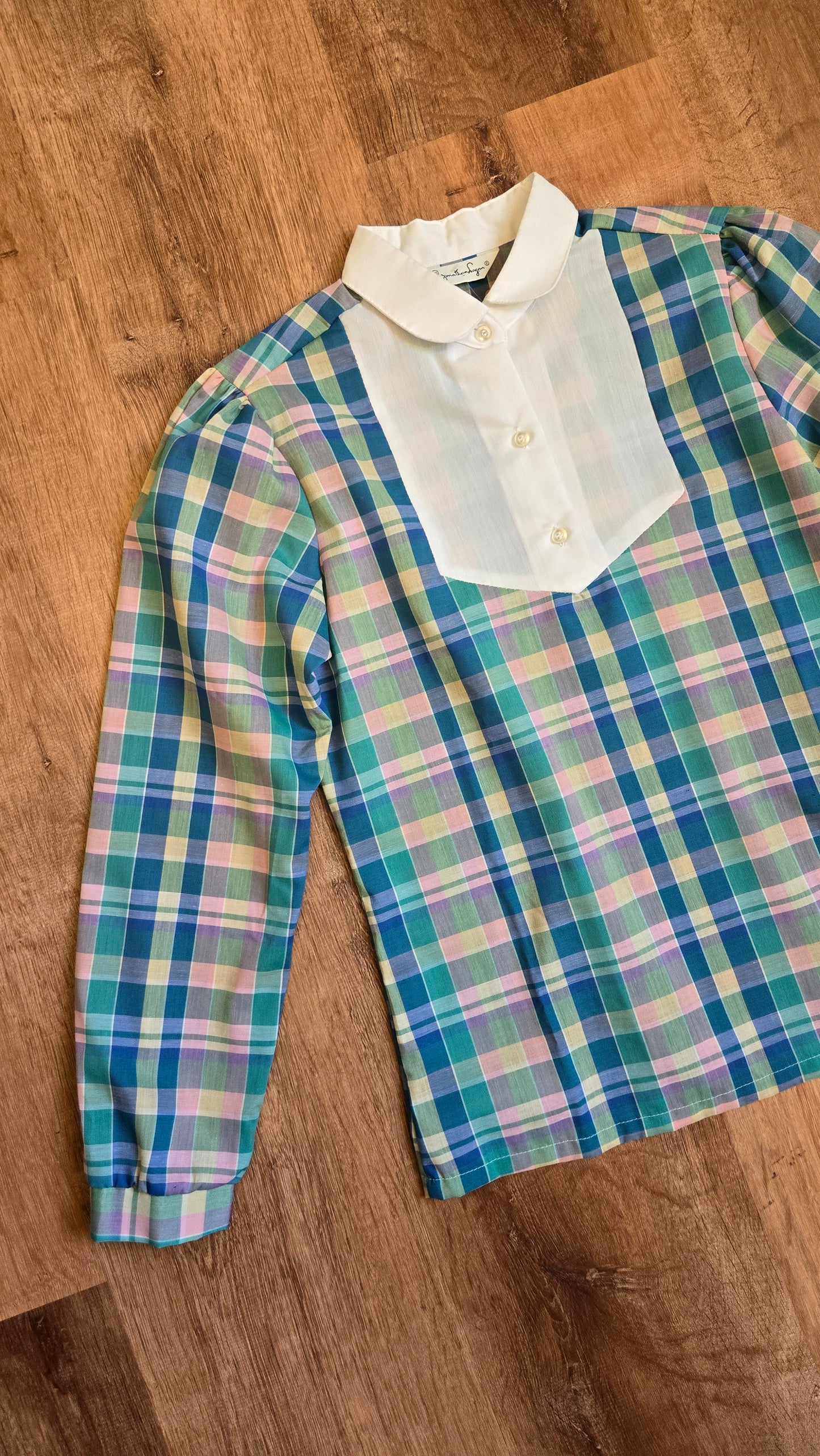 Jonathan Logal pastel plaid tuxedo shirt