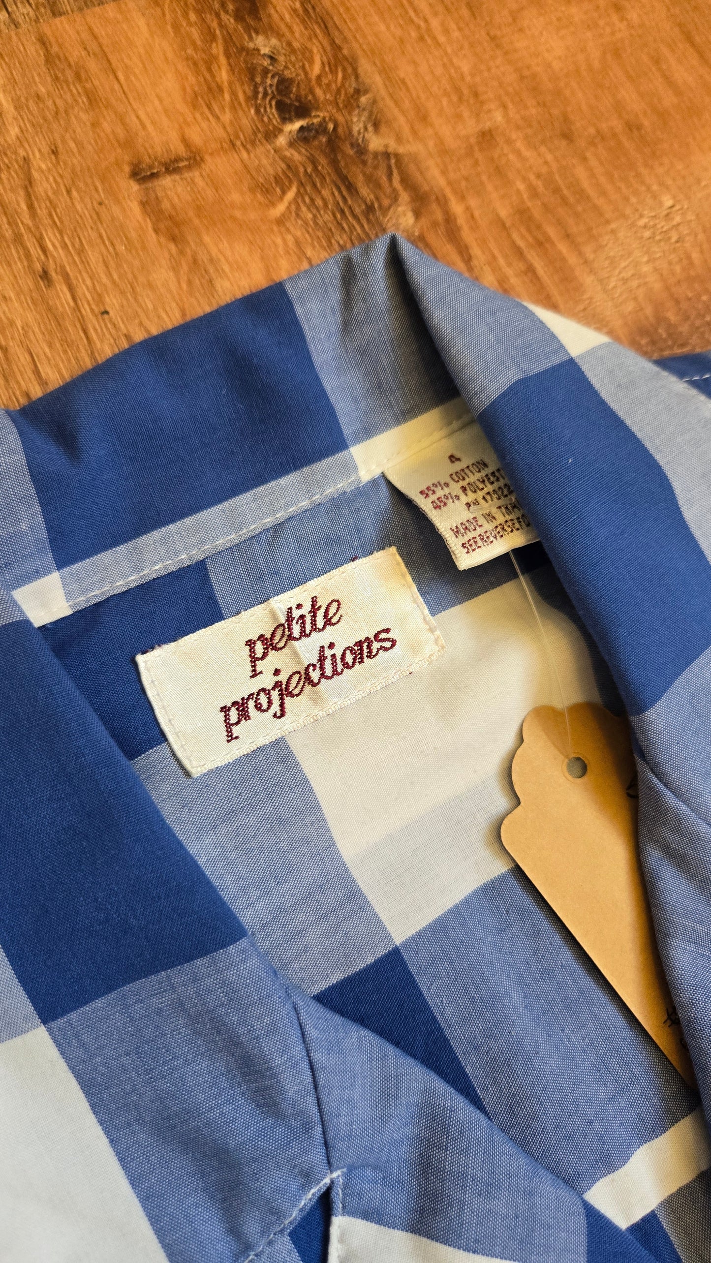 Petite Projections blue check blouse