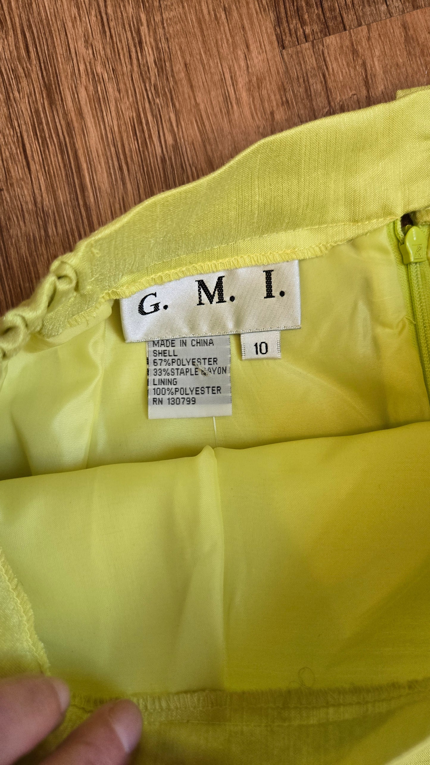 GMI lime sheen tea skirt