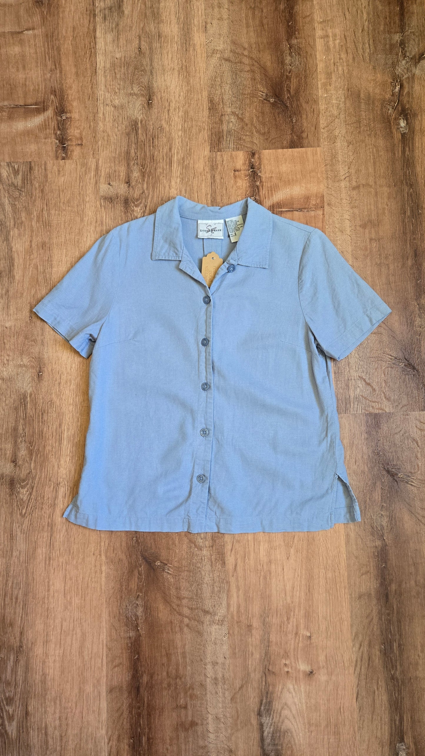 Studio Ease blue linen top