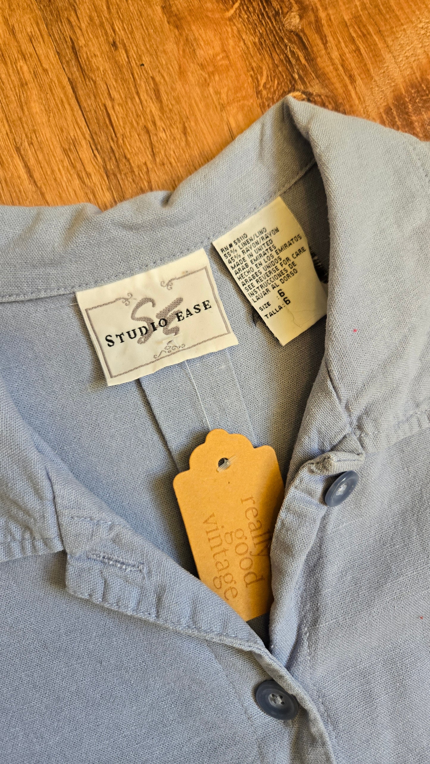 Studio Ease blue linen top
