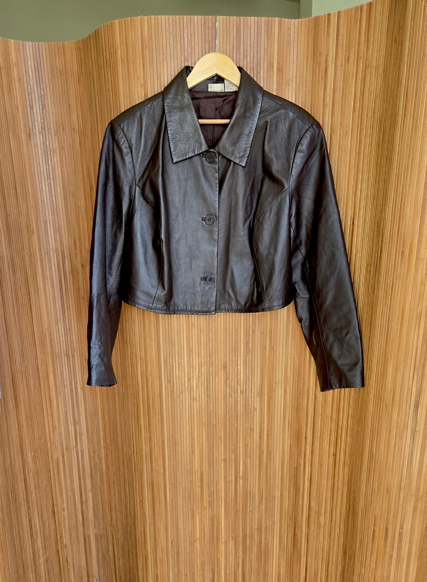 Brown leather tri-zip jacket