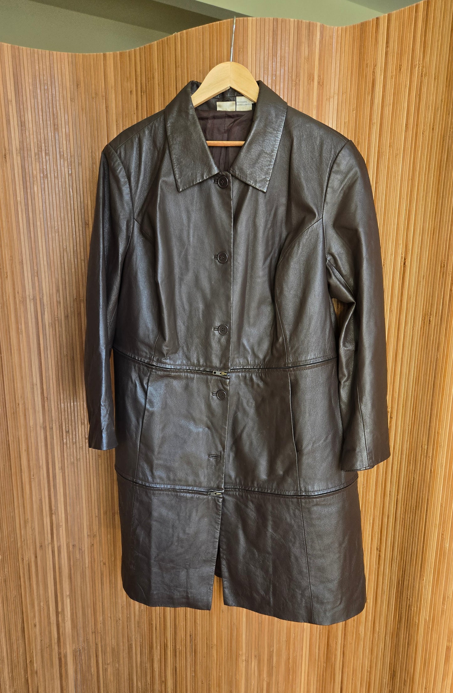 Brown leather tri-zip jacket