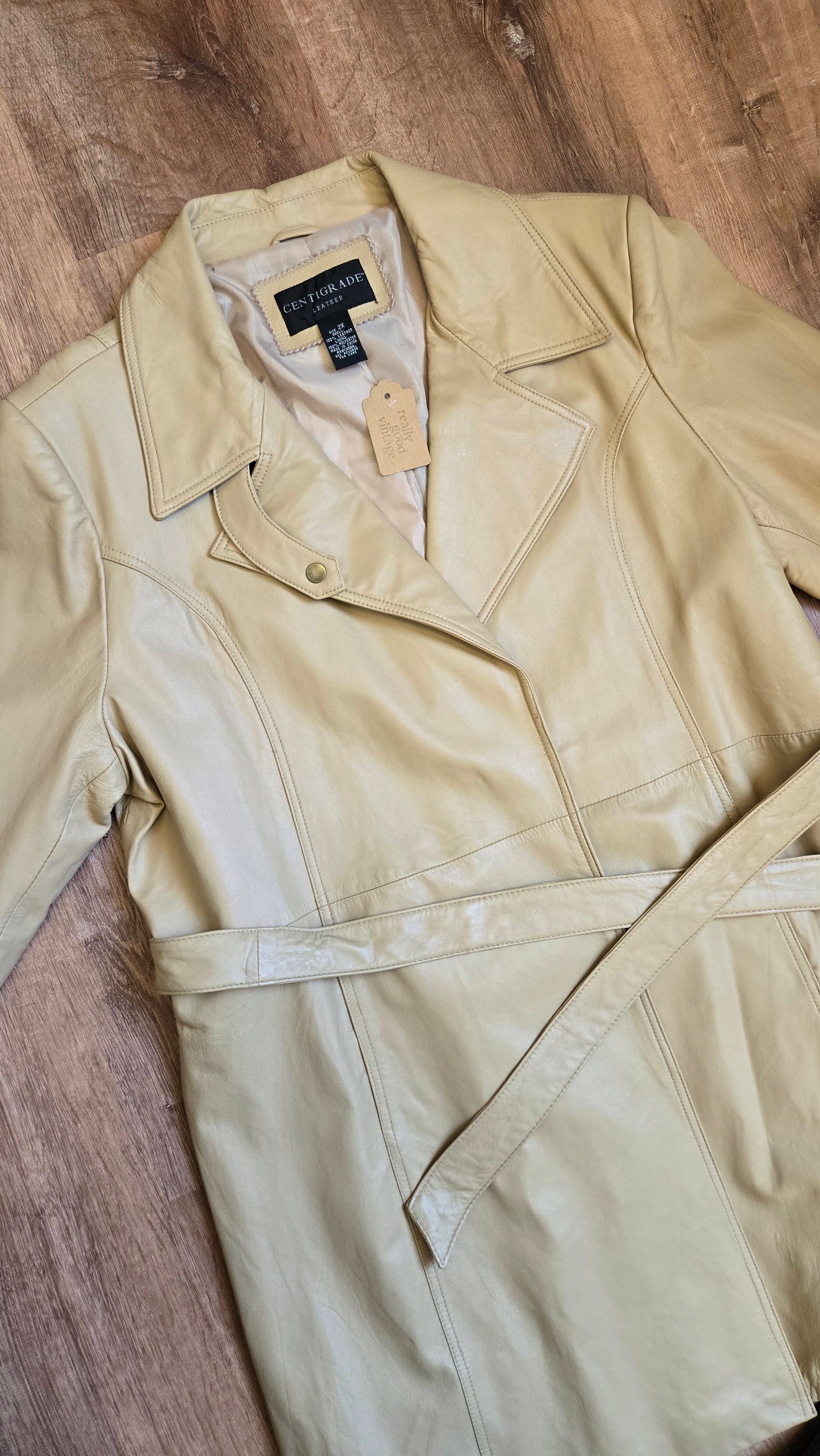Centigrade beige leather trench