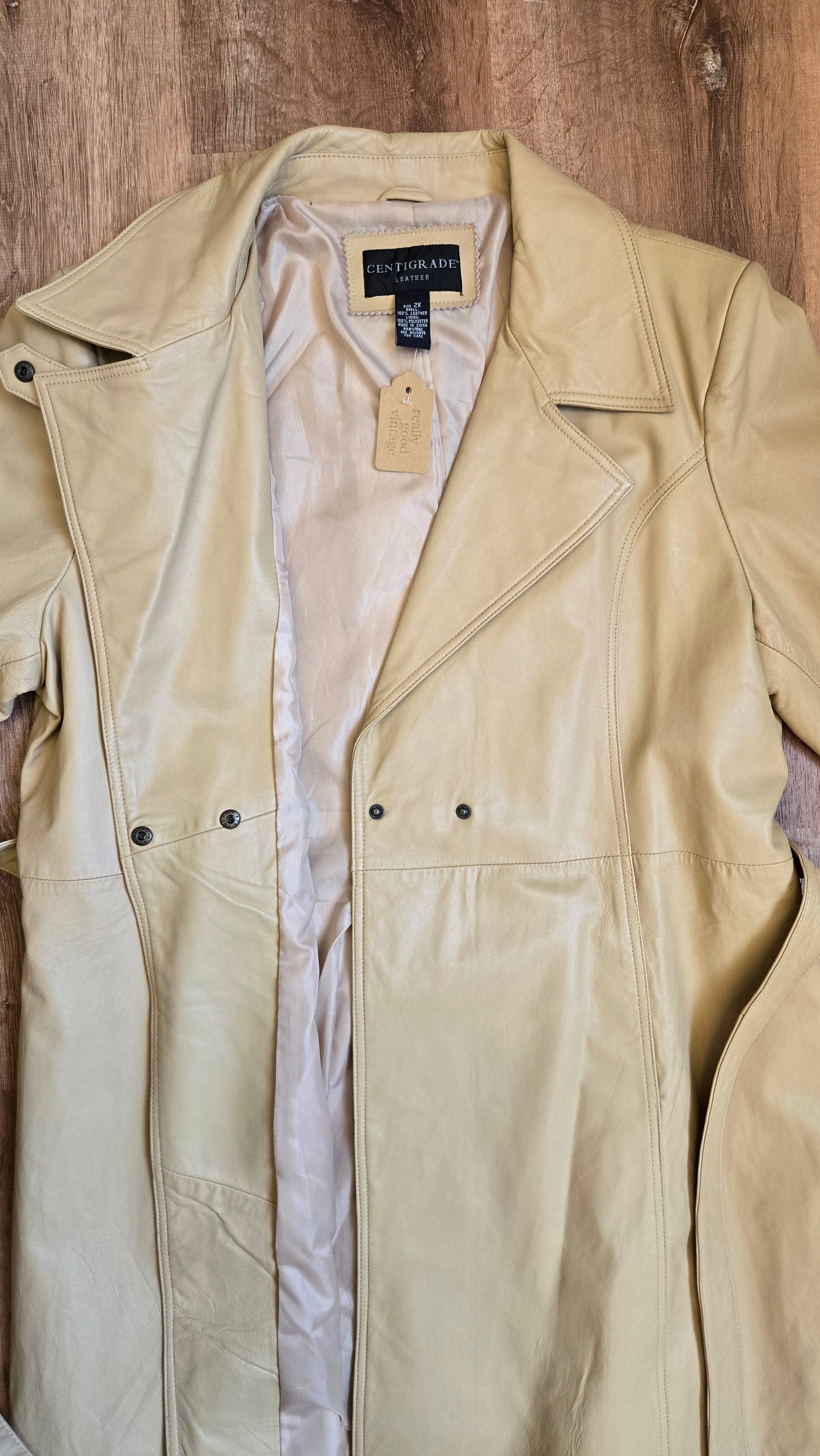 Centigrade beige leather trench