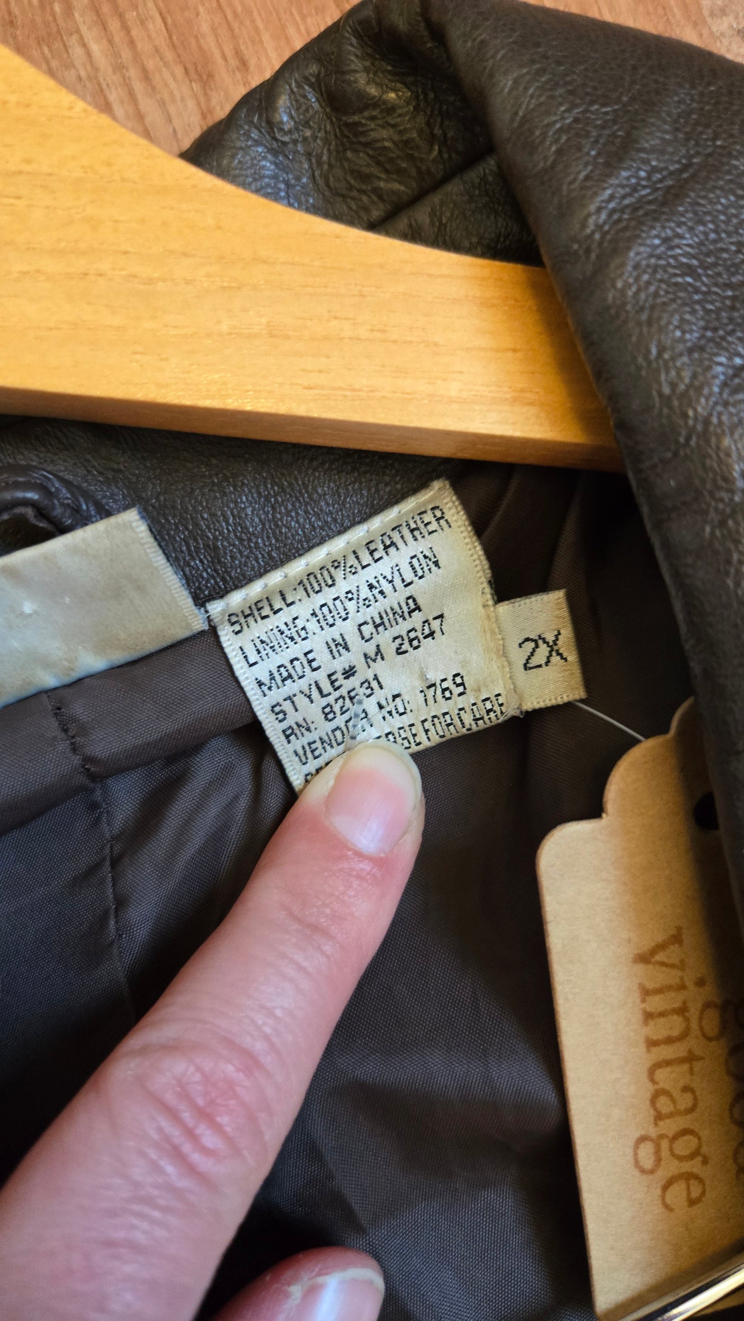 Brown leather tri-zip jacket