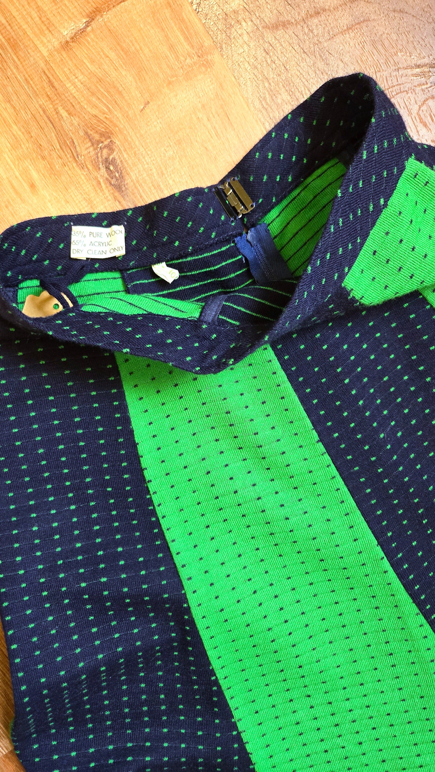 ON HOLD Navy & green polka dot swirl maxi skirt