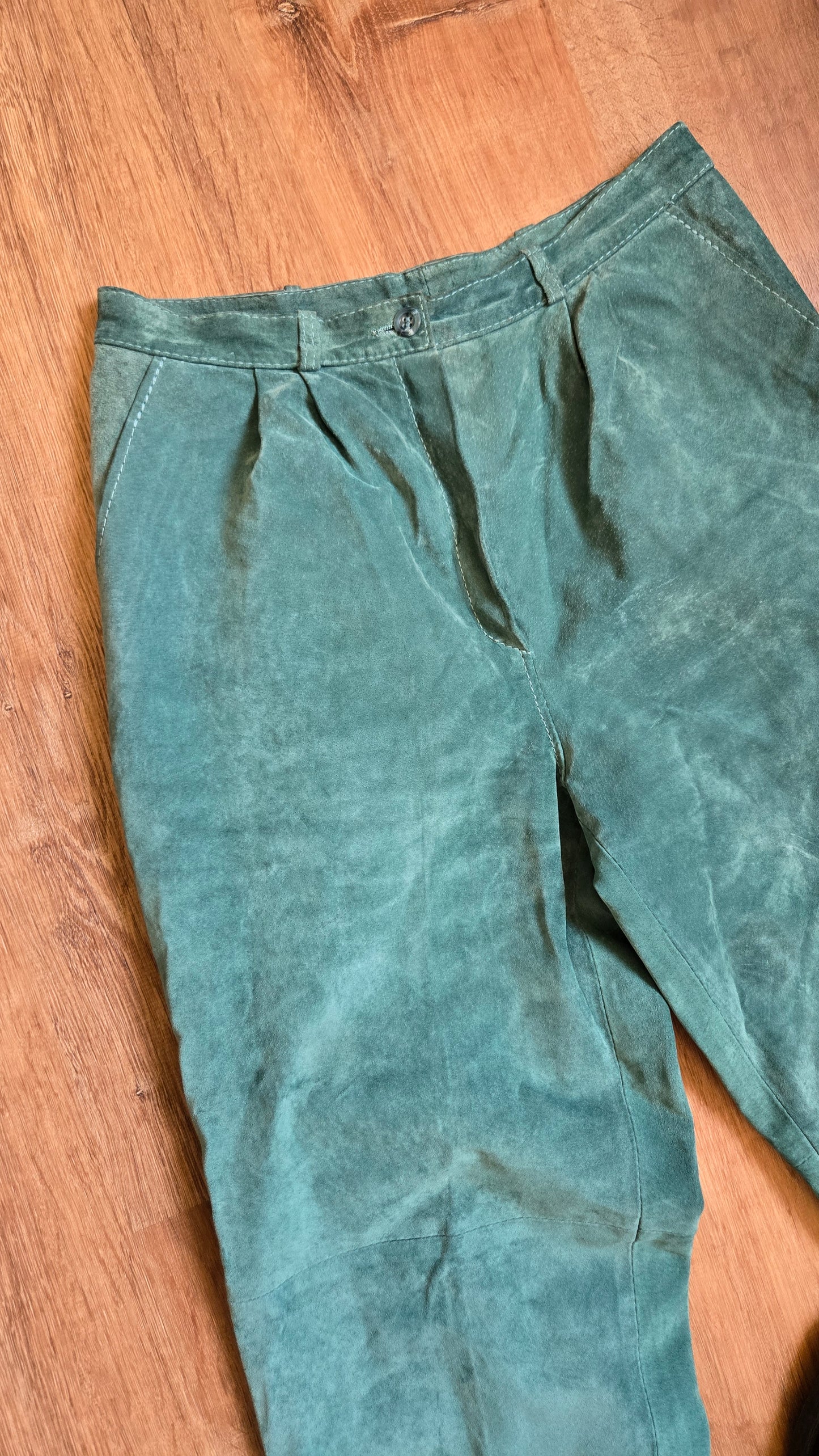 Turquoise suede pants