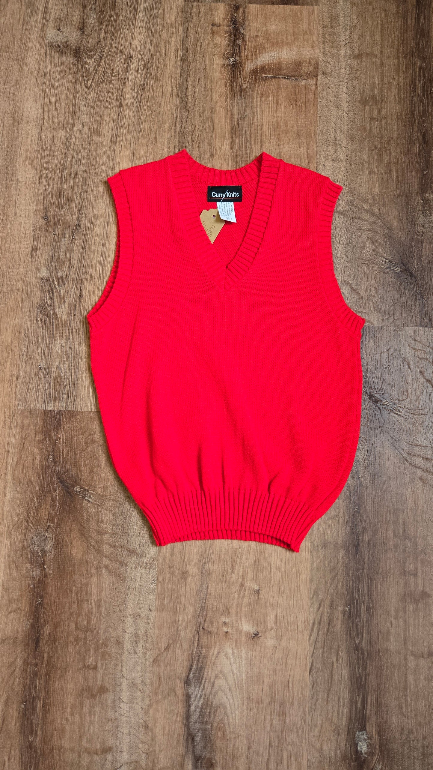 Curry Knits neon red orange sweater vest