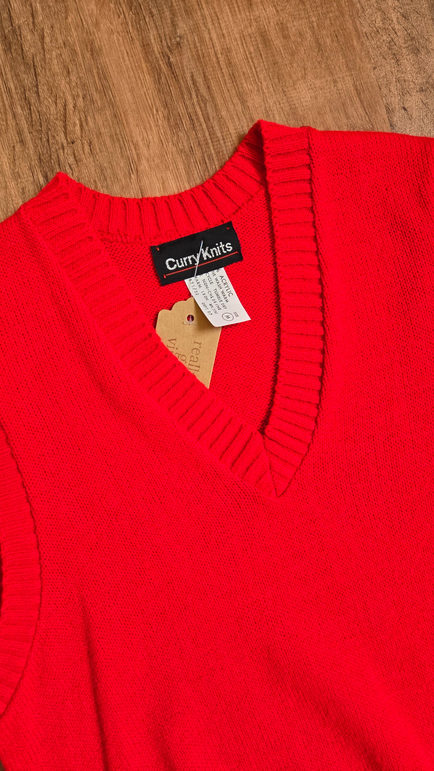 Curry Knits neon red orange sweater vest
