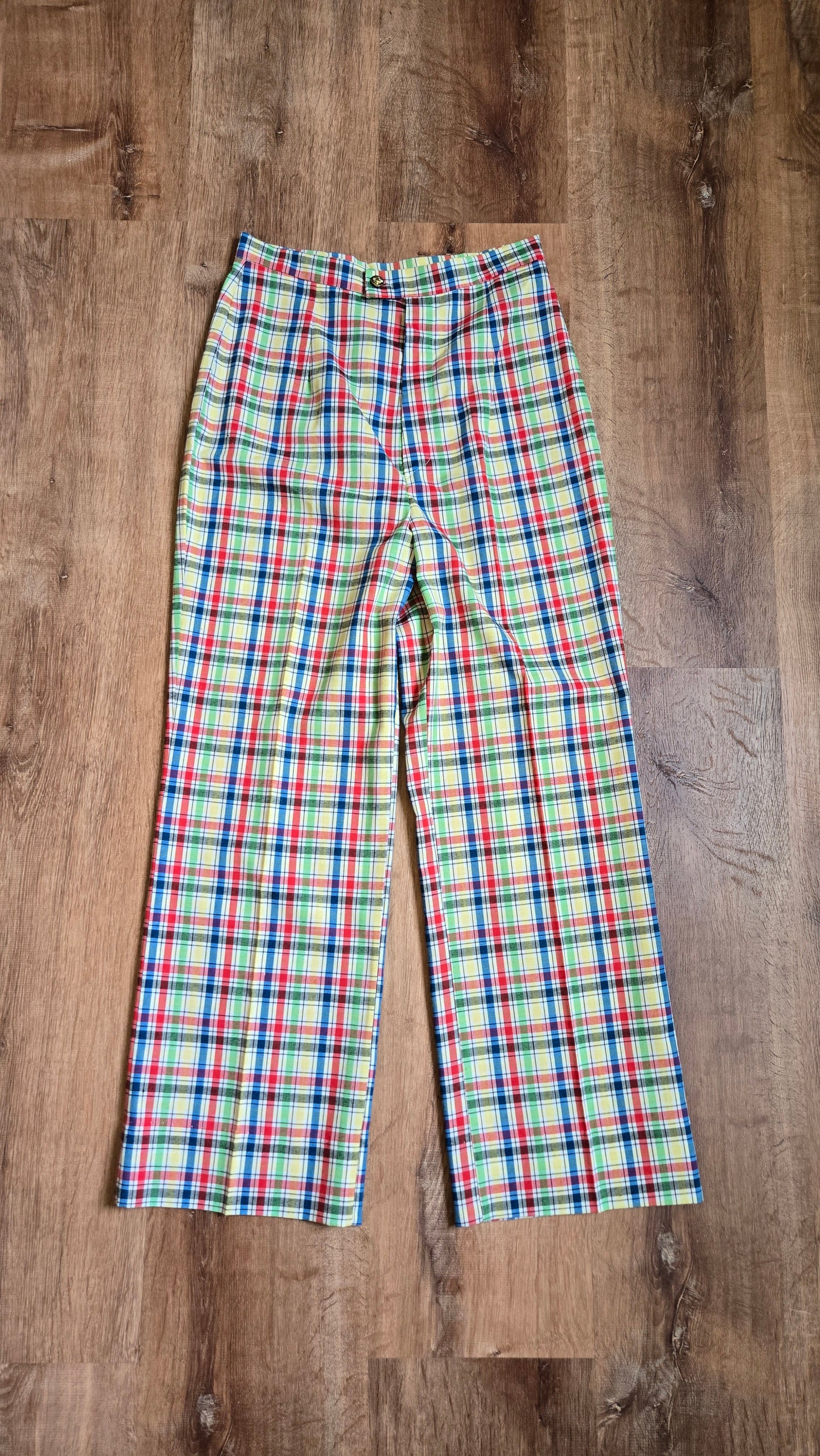Primary color plaid spring pants