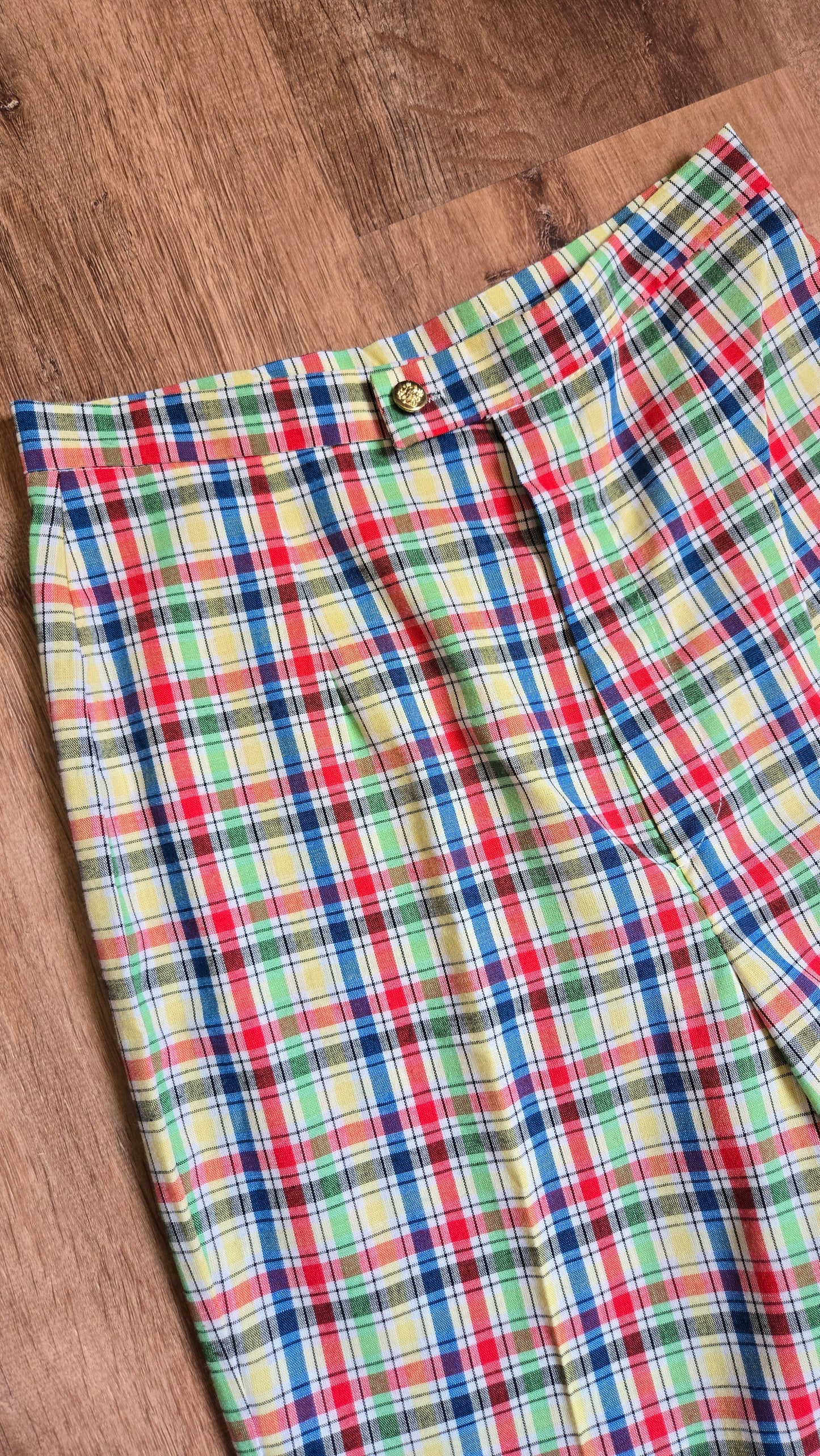 Primary color plaid spring pants