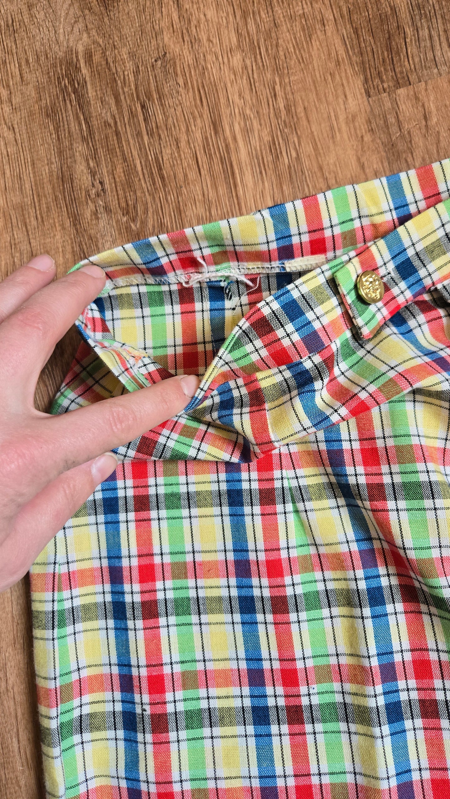 Primary color plaid spring pants