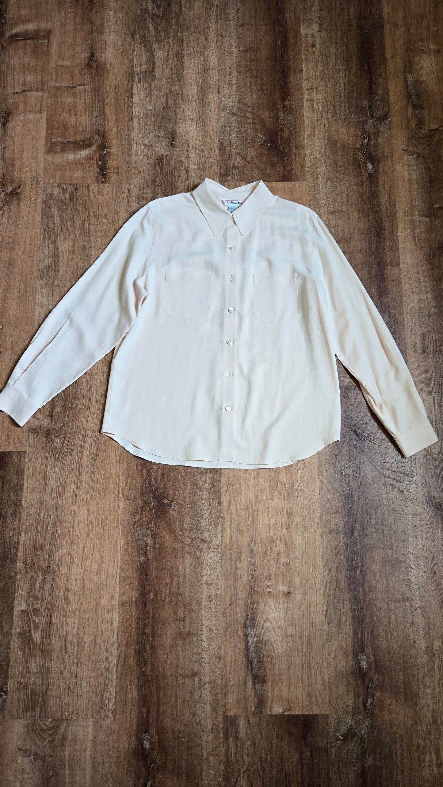 Talbots icy pale pink silk blouse