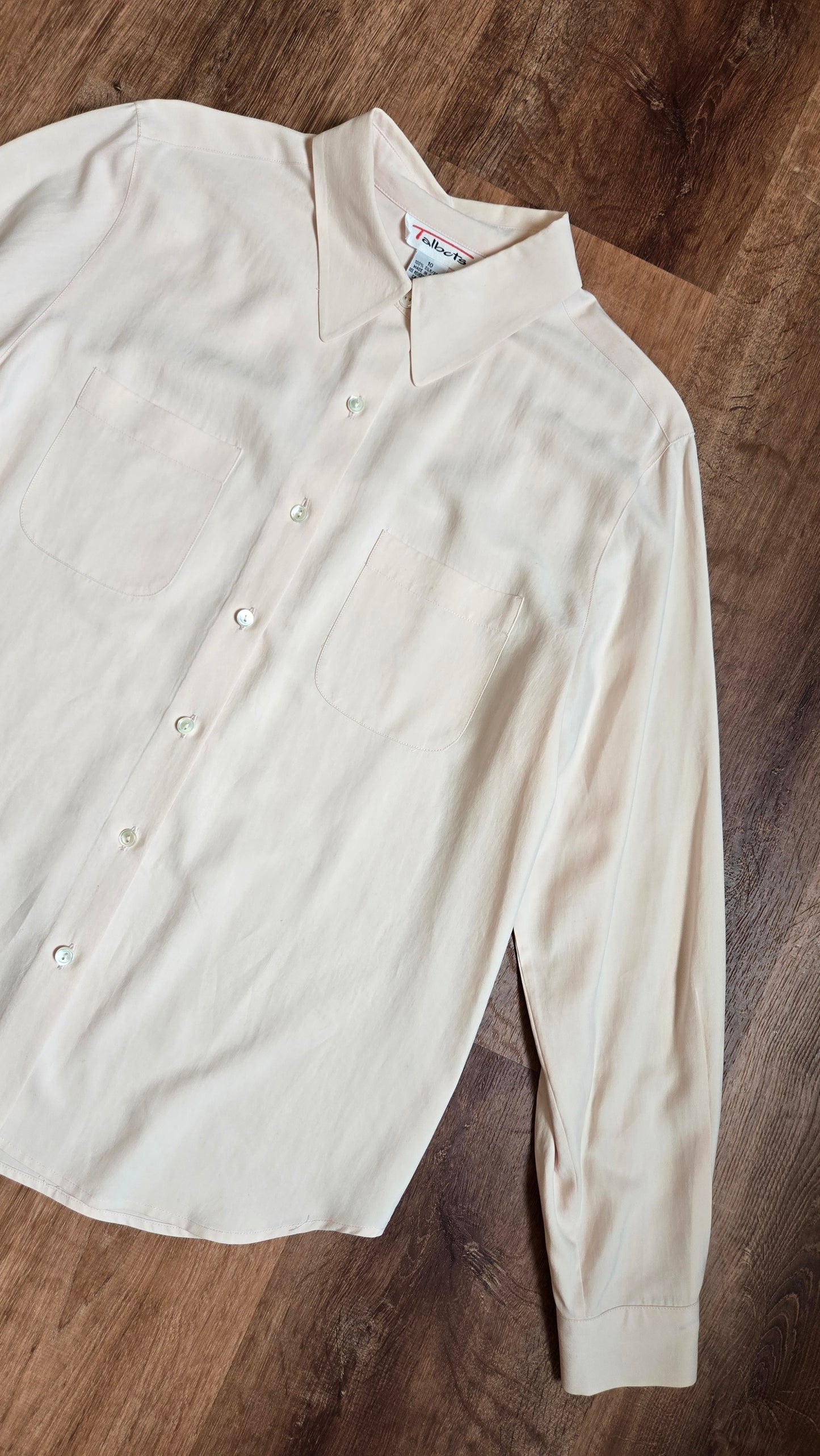 Talbots icy pale pink silk blouse