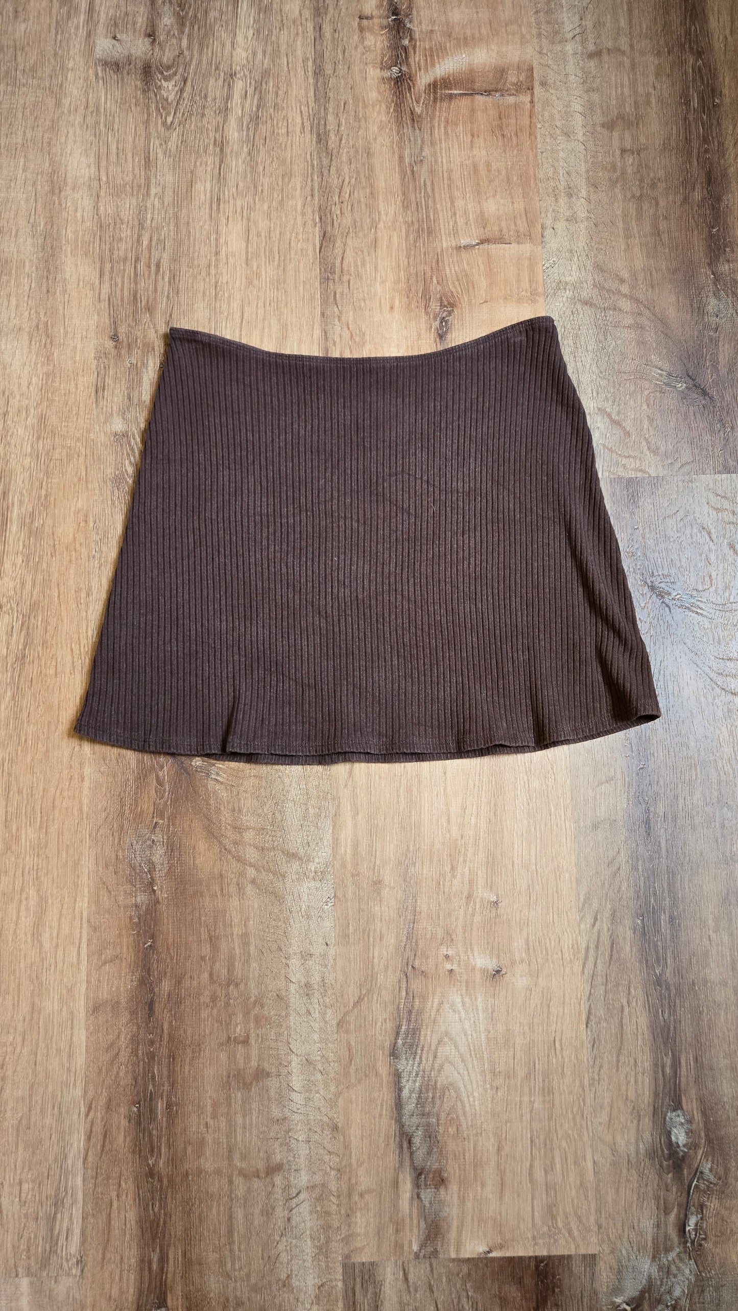Reformation brown ribbed mini skirt