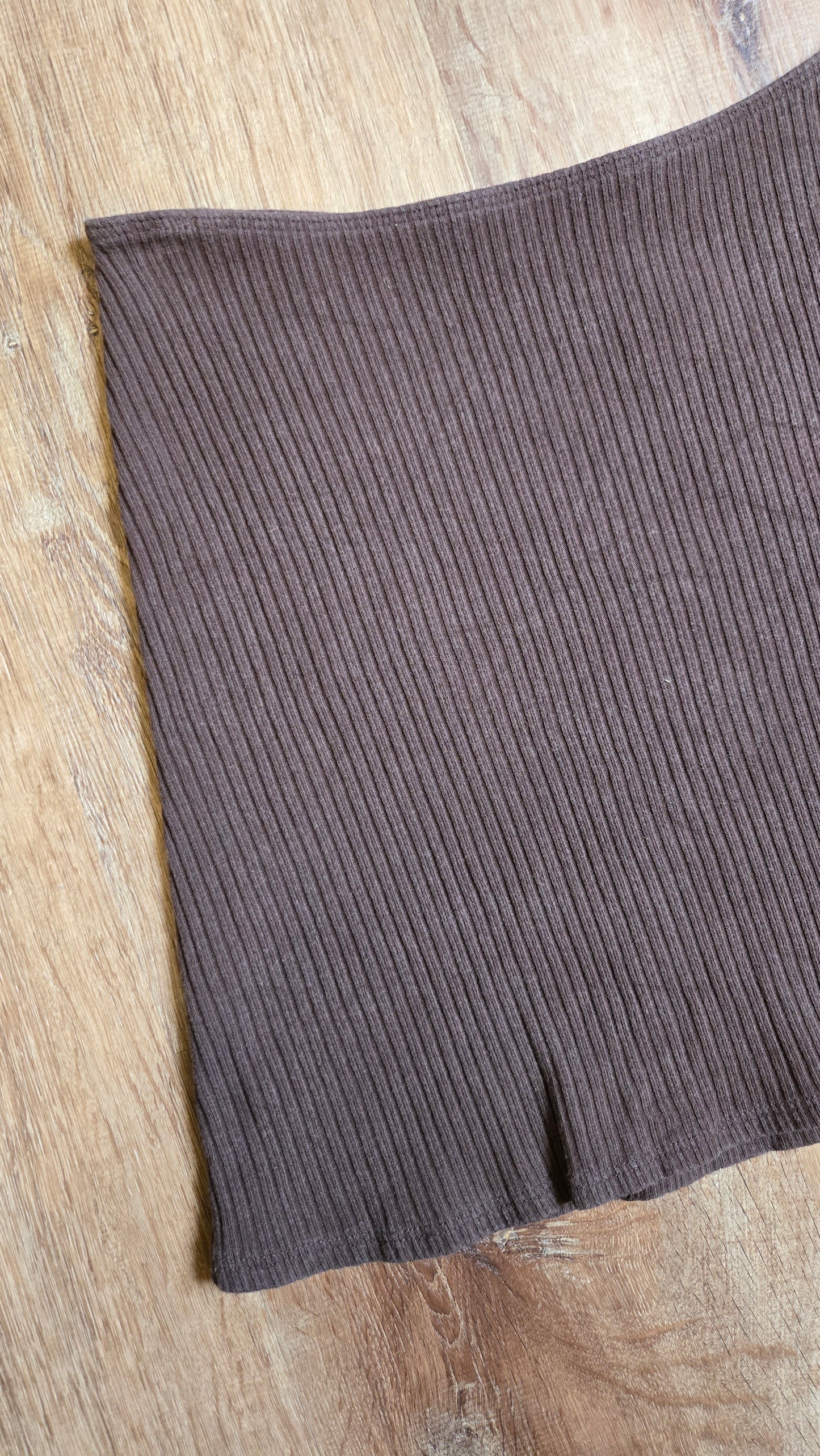 Reformation brown ribbed mini skirt