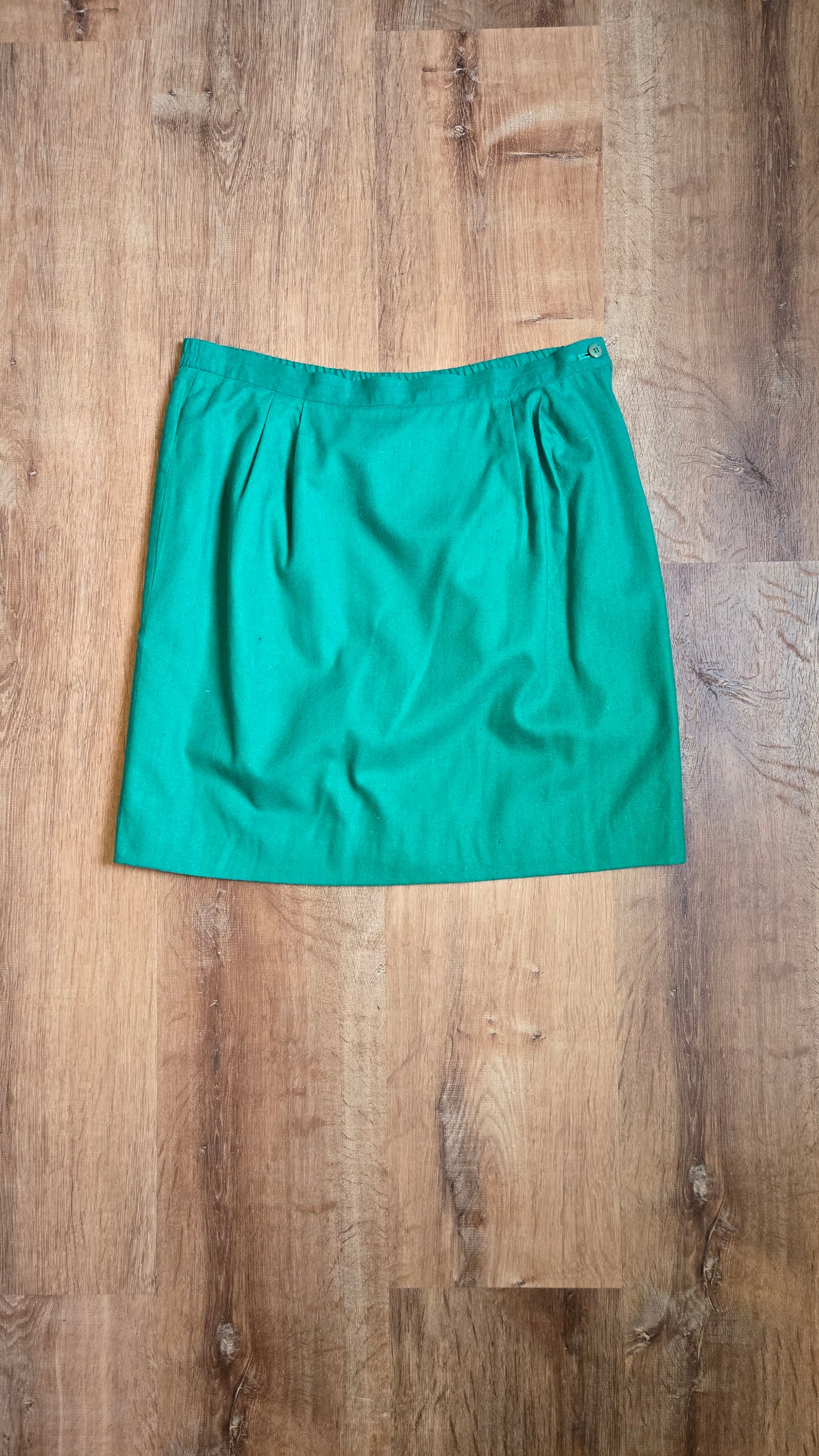 Kelly green silk miniskirt