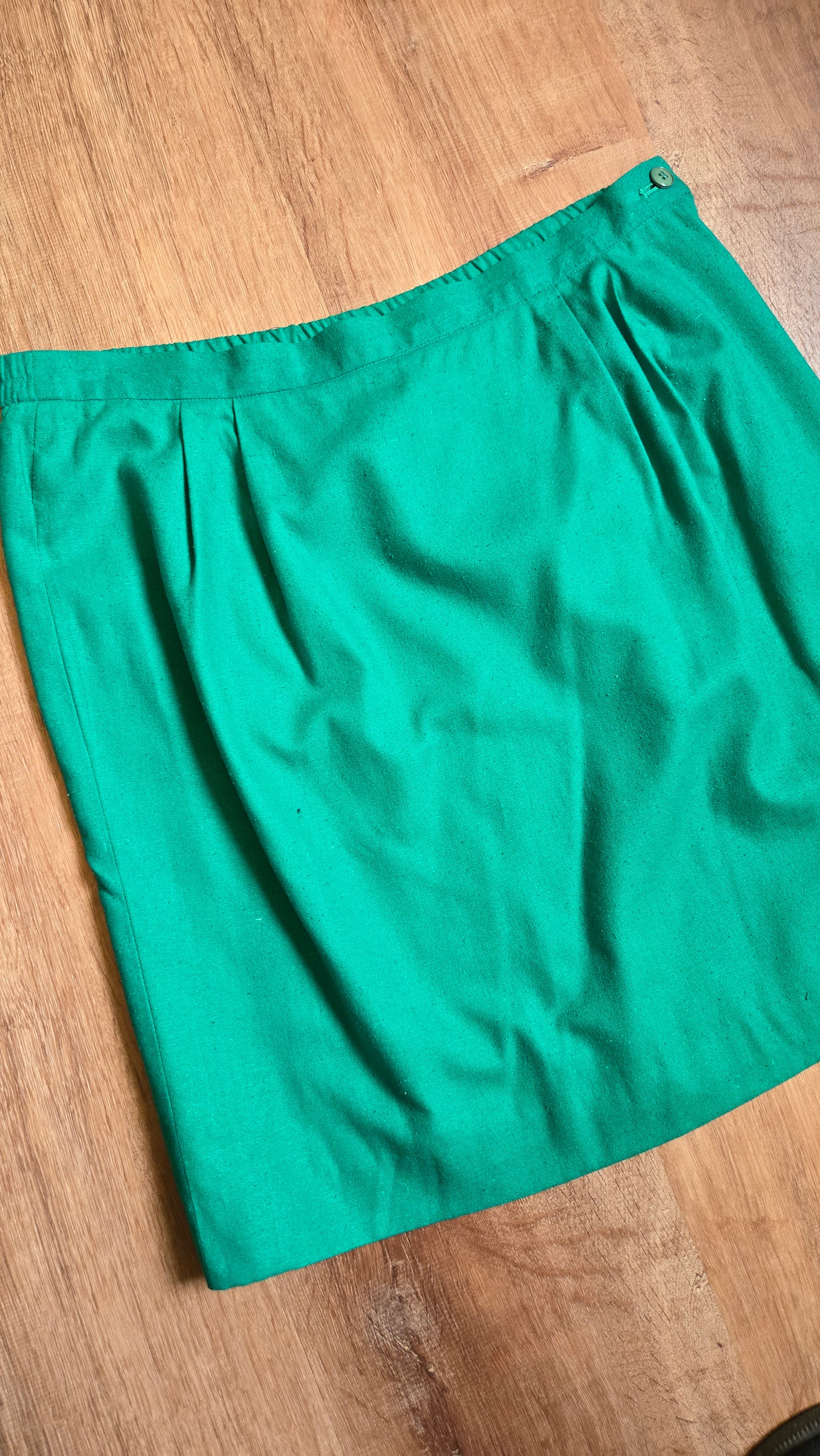 Kelly green silk miniskirt