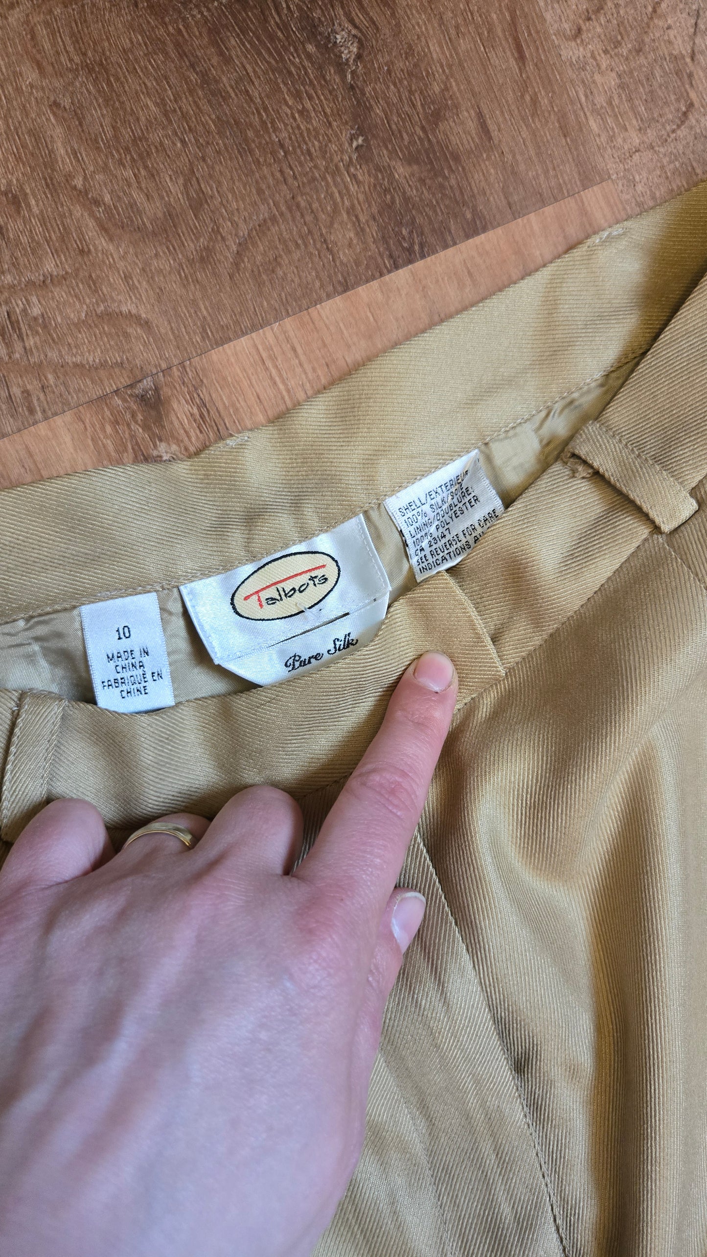 Talbots tan silk pants