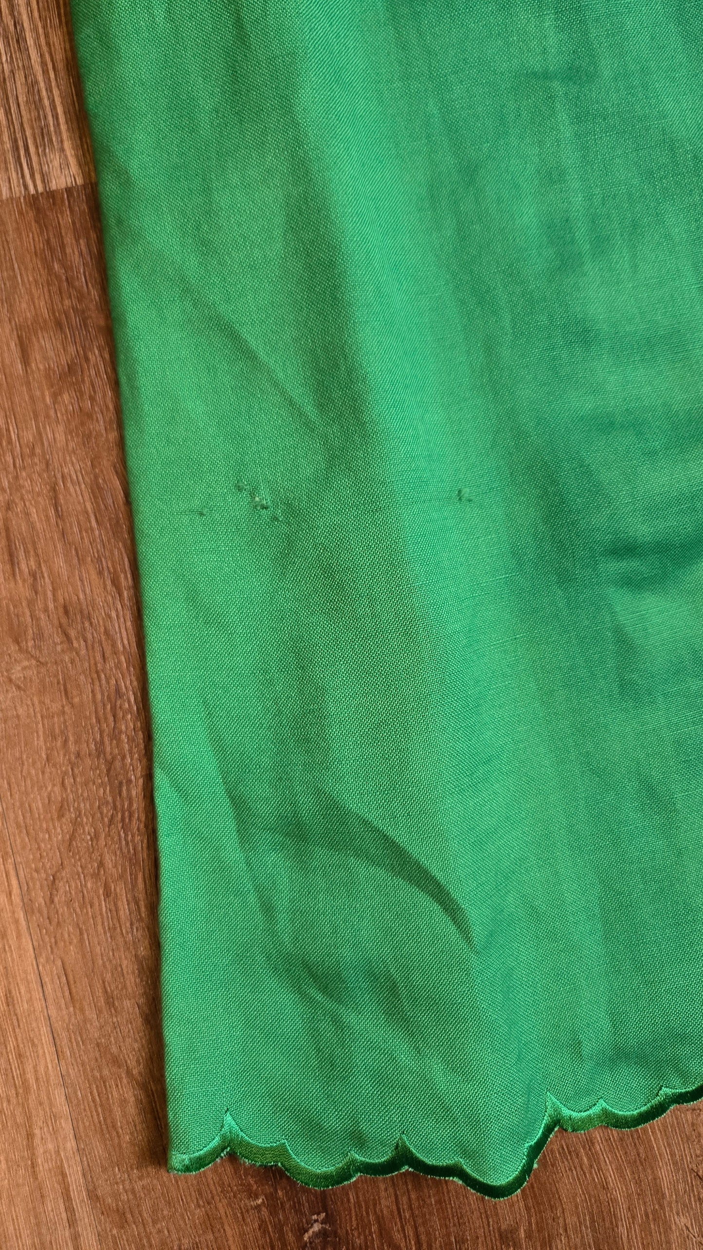 Joan Leslie green scallop linen shirt