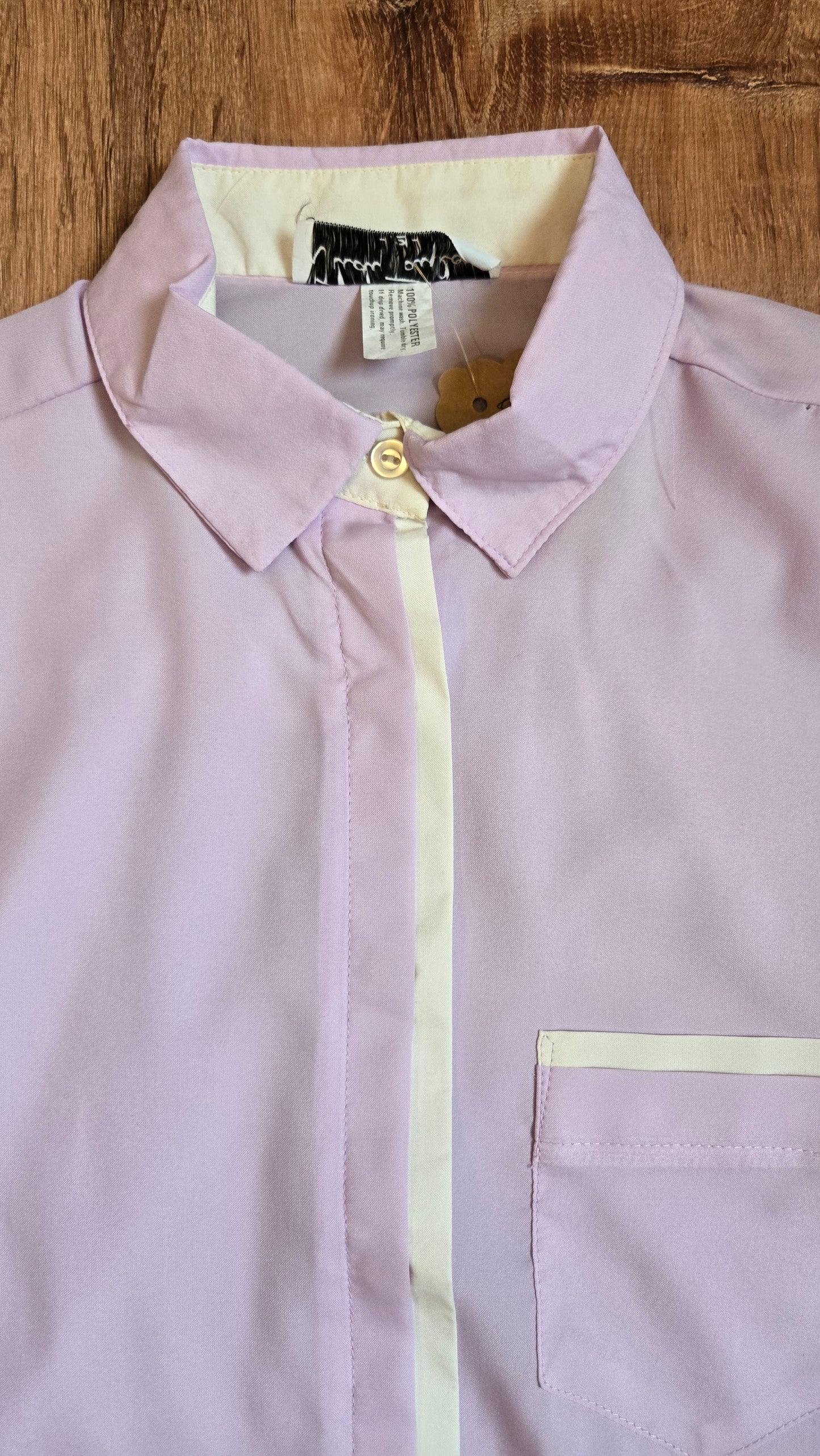 Judy Taylor lavender & white strip blouse