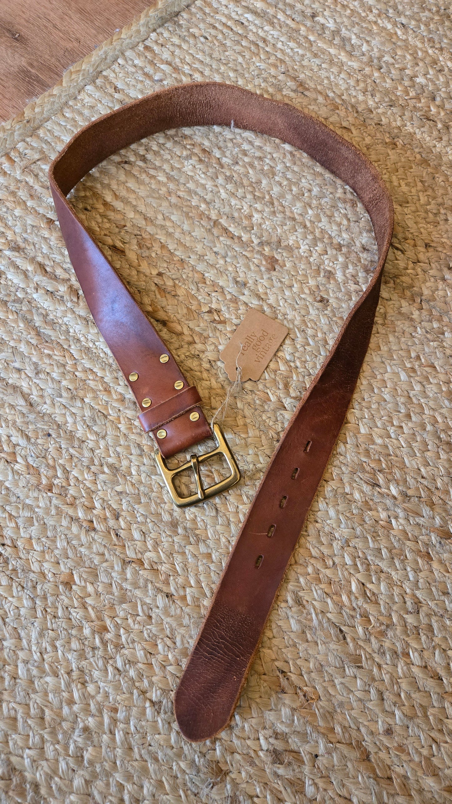 Lucky brown & brass rivet belt