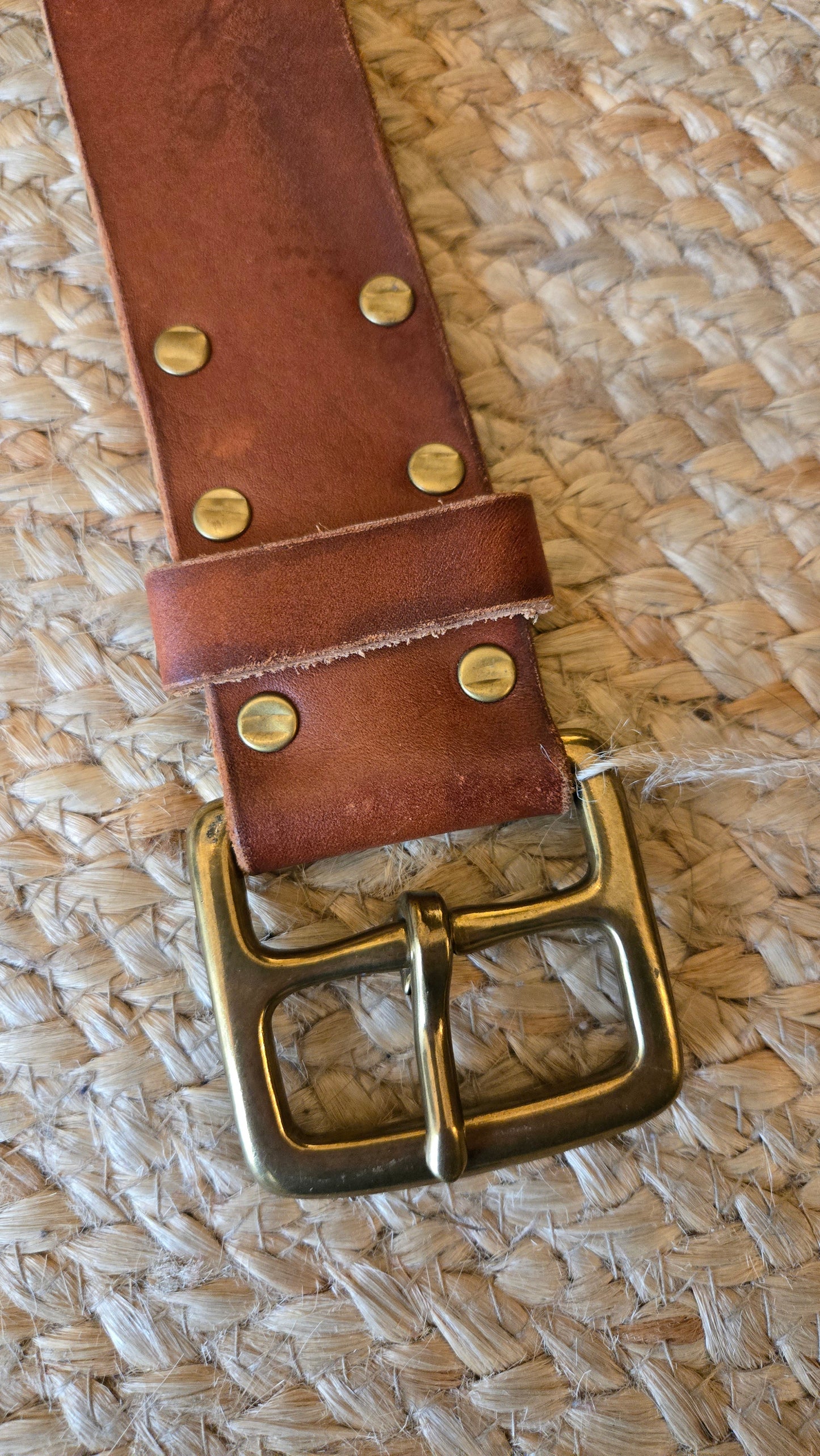 Lucky brown & brass rivet belt
