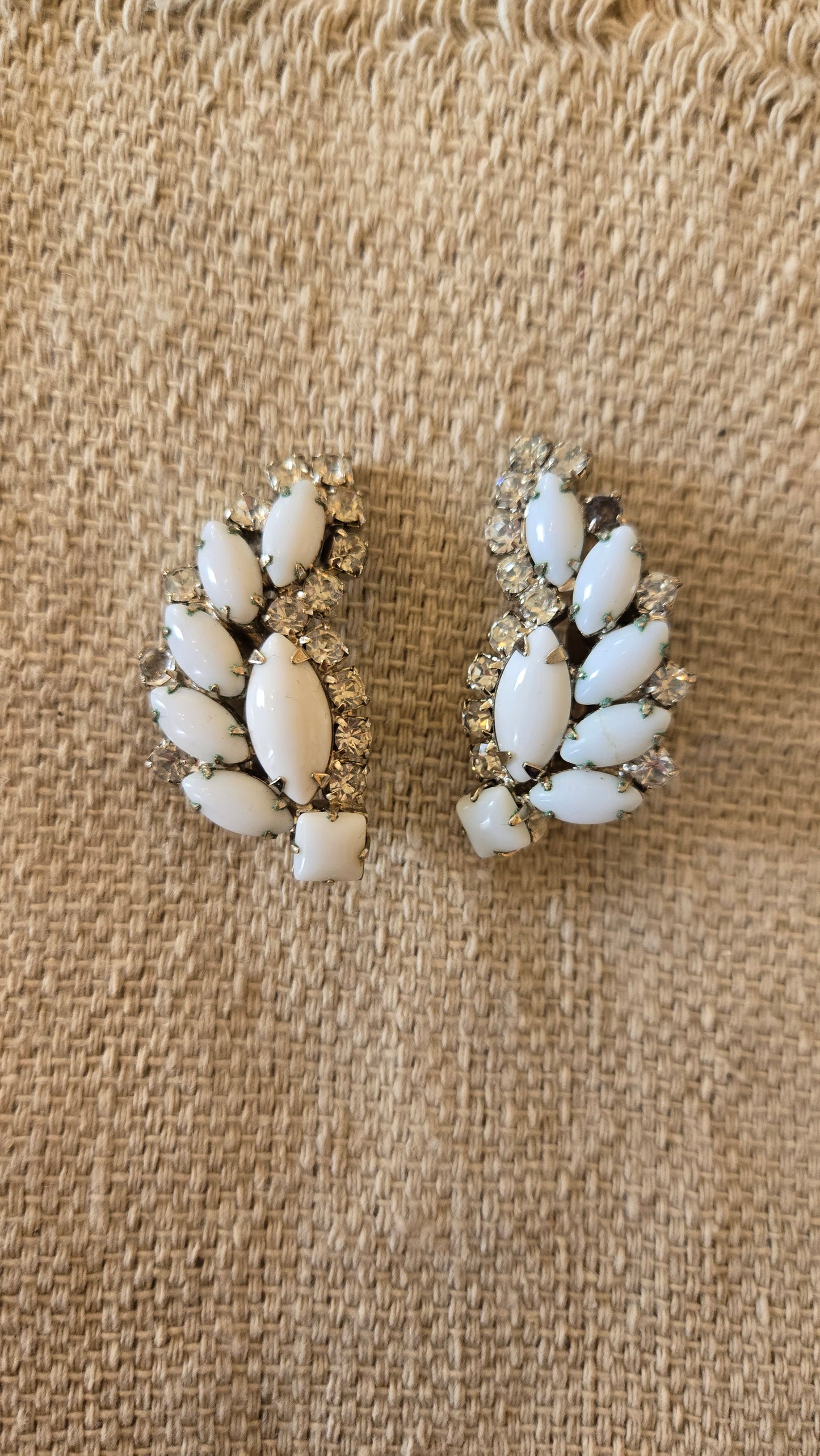 White rhinestone clip on earring