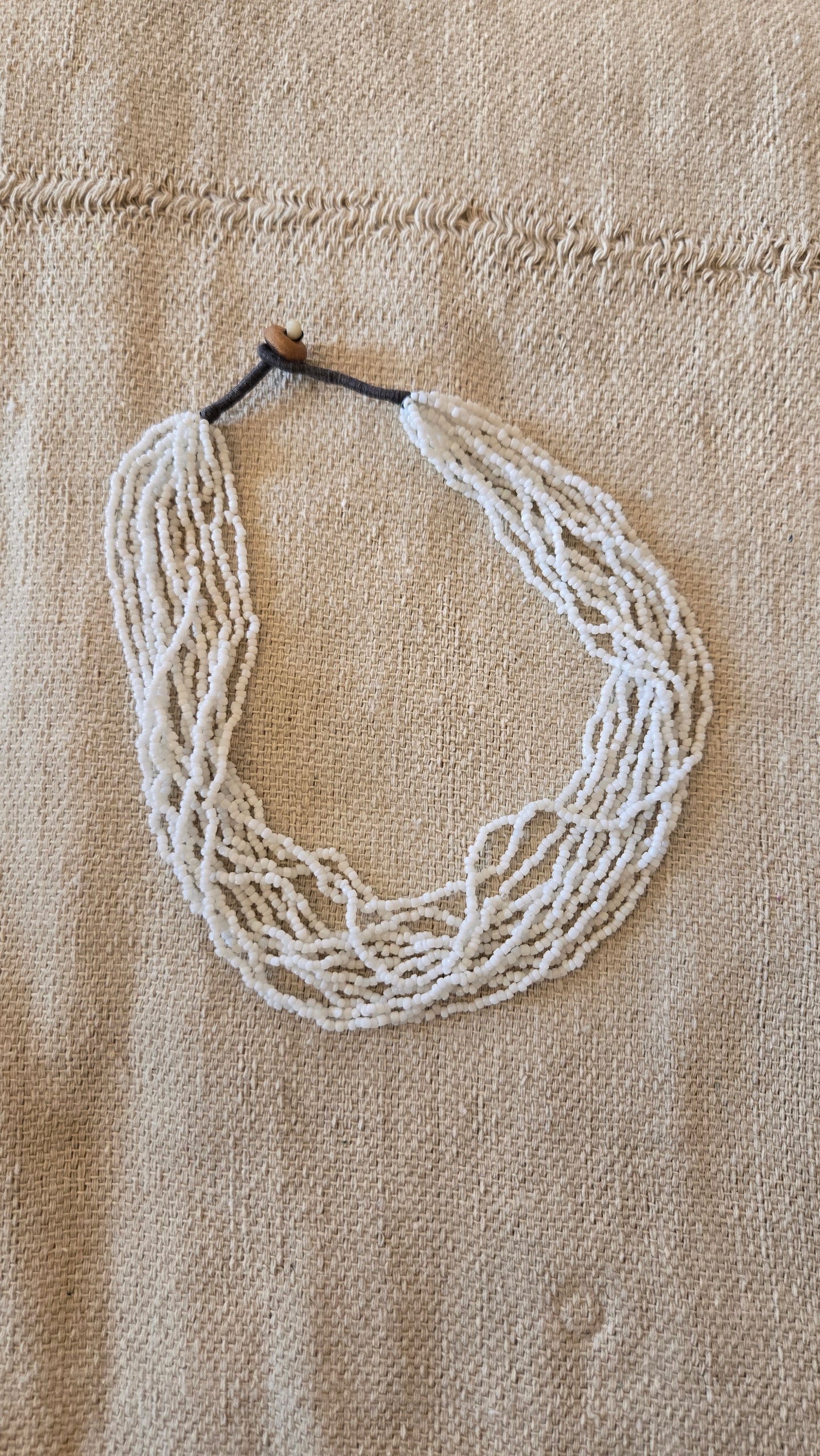 White multistrand seed bead necklace
