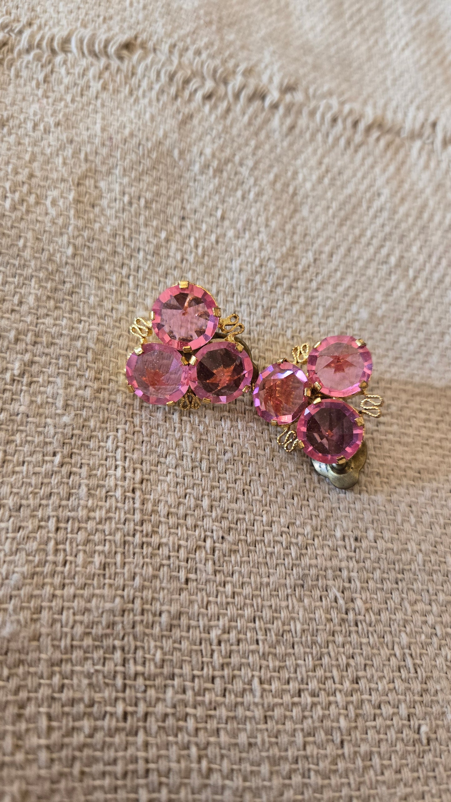 Pink rhinestone earrings
