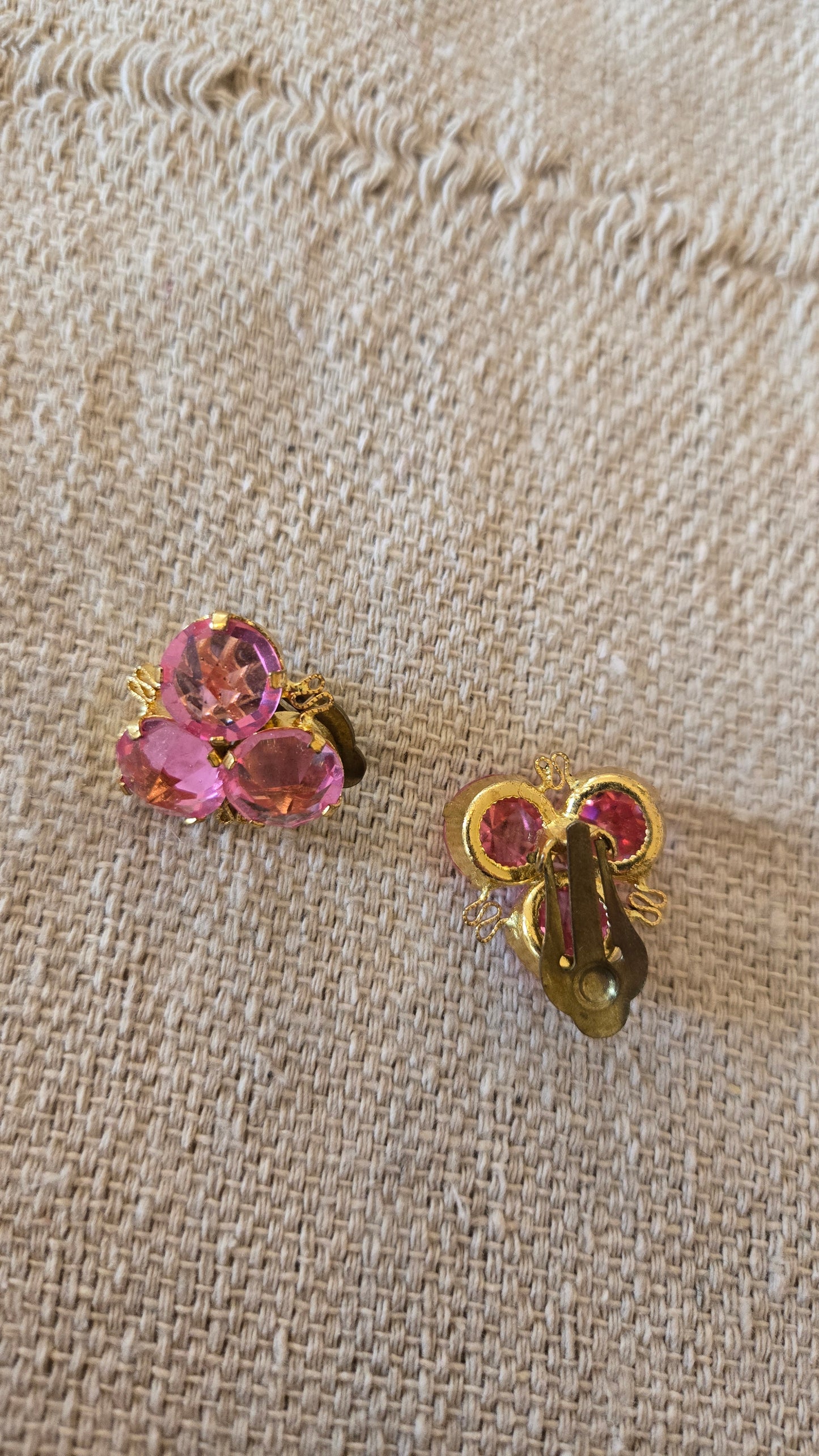 Pink rhinestone earrings