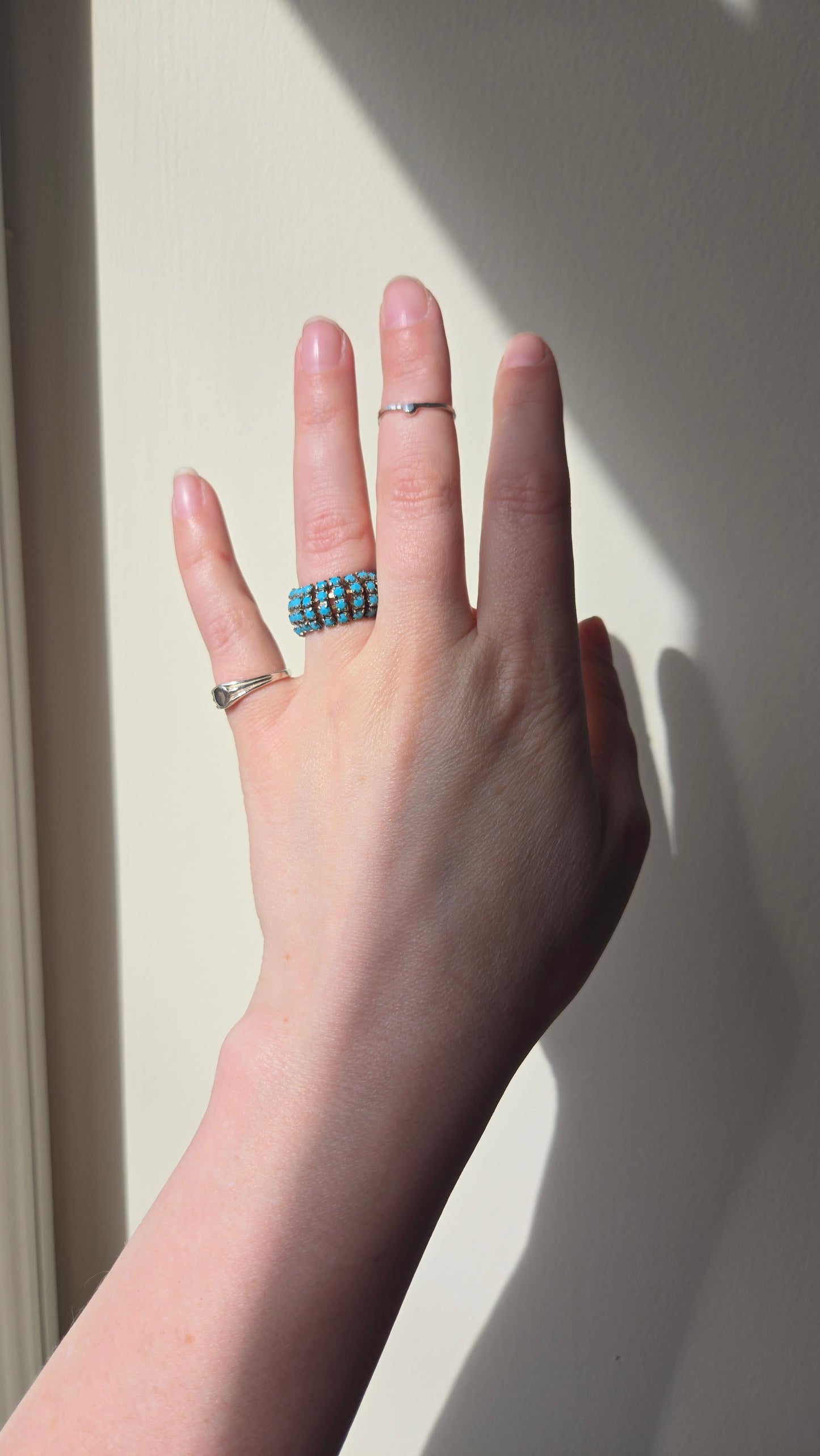 Turquoise 'rhinestone' mesh ring