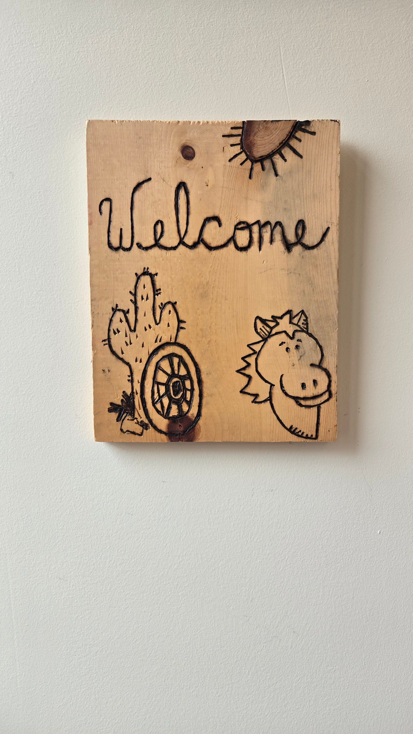 Handmade western 'Welcome' plaque