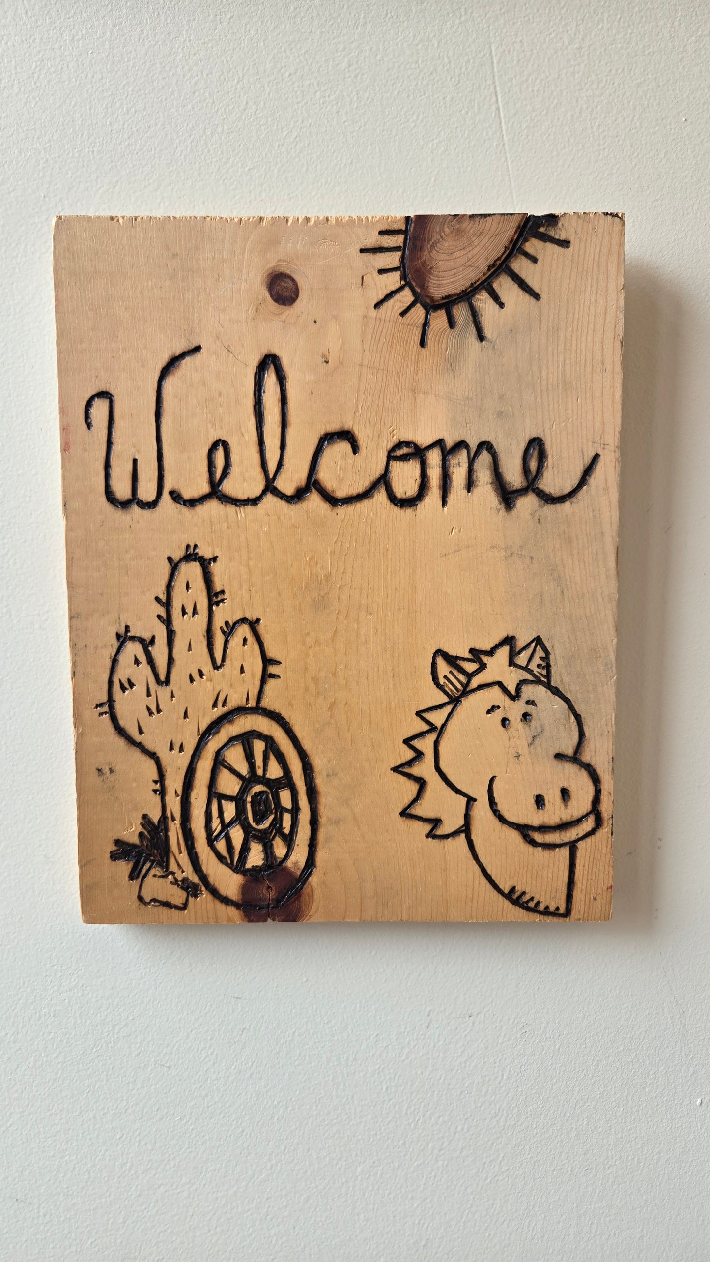 Handmade western 'Welcome' plaque