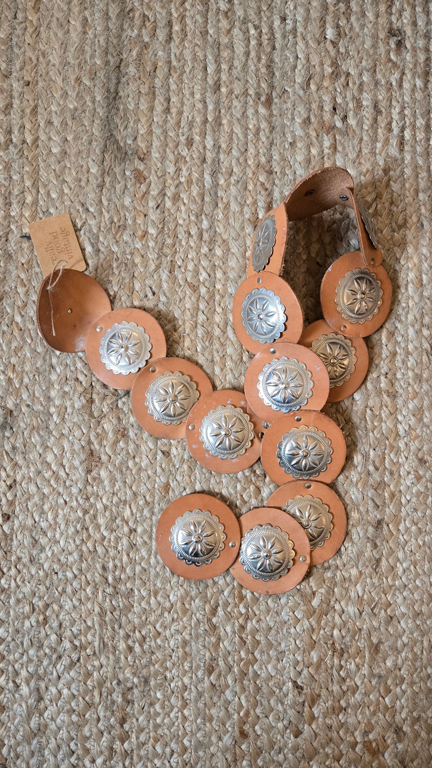 Light leather concho belt