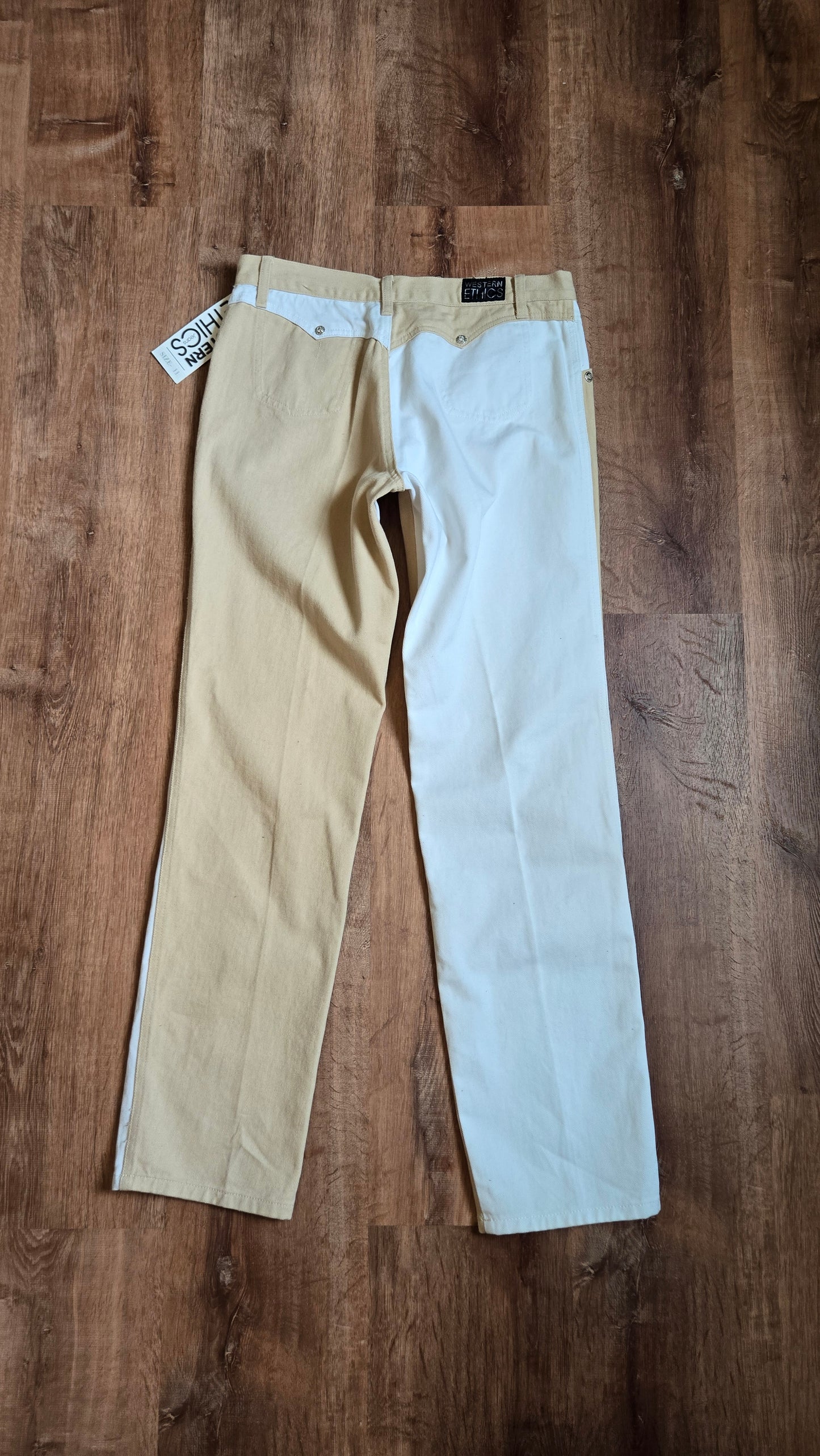Western Ethics two-tone tan & white jeans